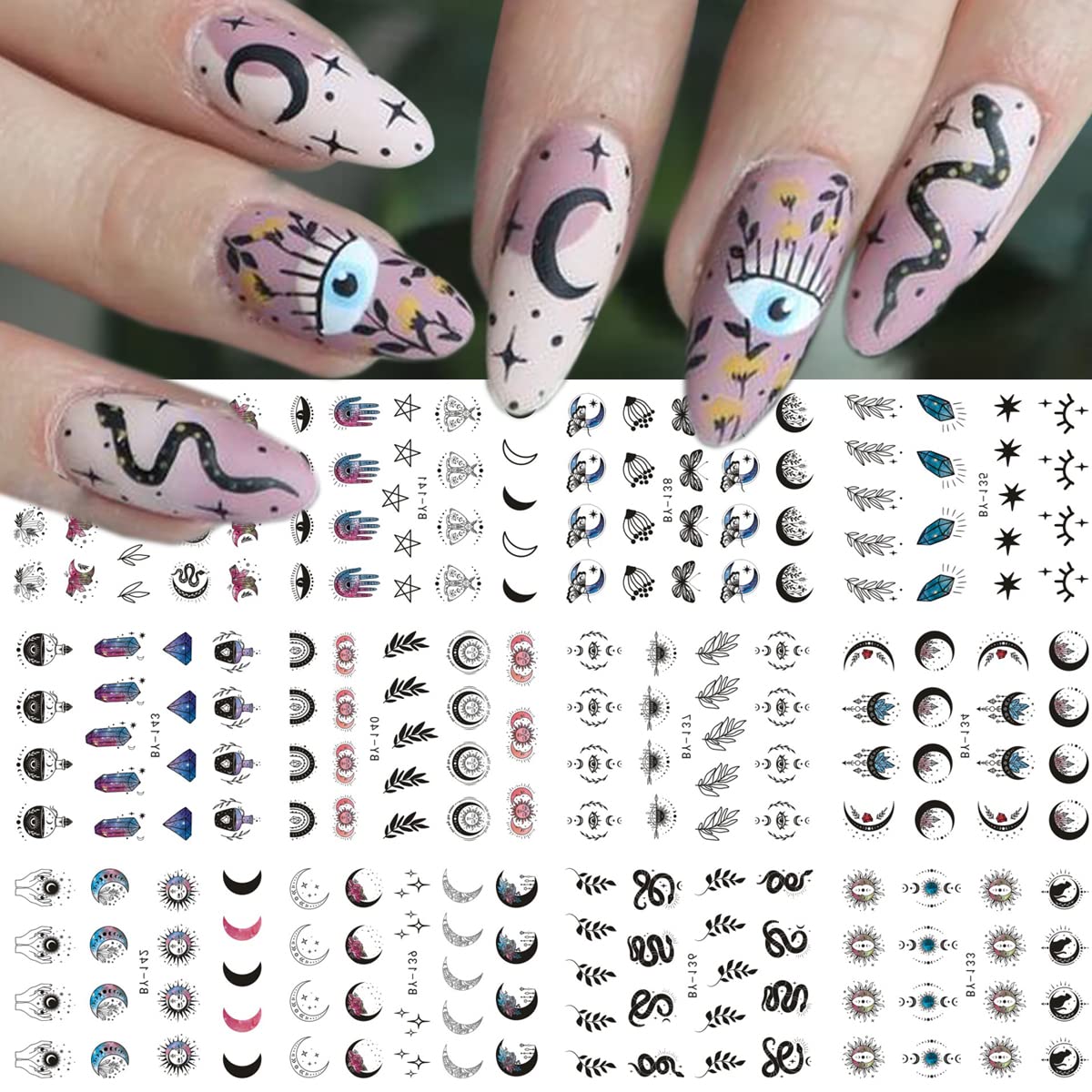 Trendy Club 24 Sheets Nail Art Stickers Water Transfer Assorted Patterns  Colorful Ink Painting Flower Nail Decals Stickers for Nails Design Acrylic  Nails Art Supplies Decorations with Tweezers : Amazon.in: Beauty