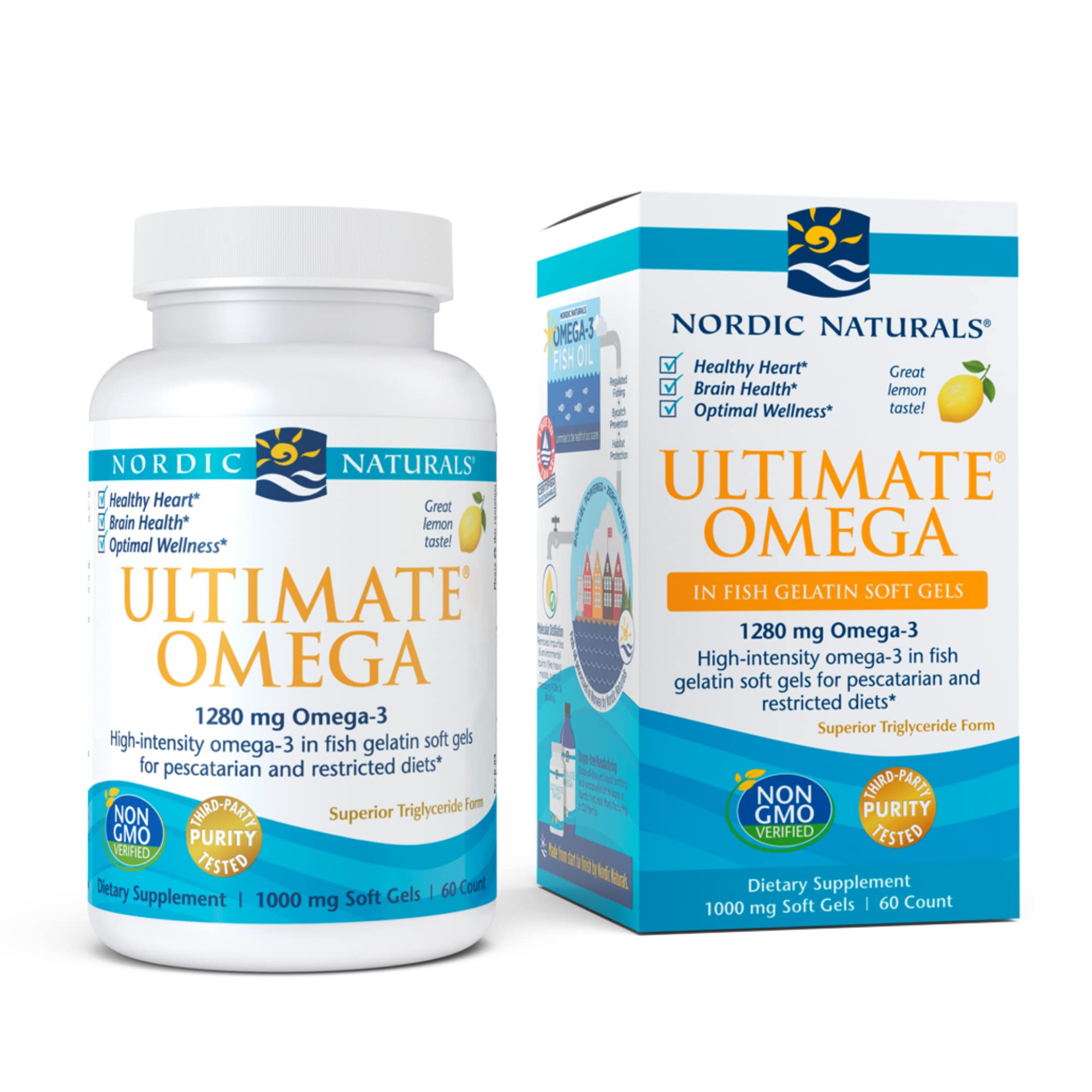 Nordic Naturals Ultimate Omega Lemon 1280 mg 180 Soft Gels