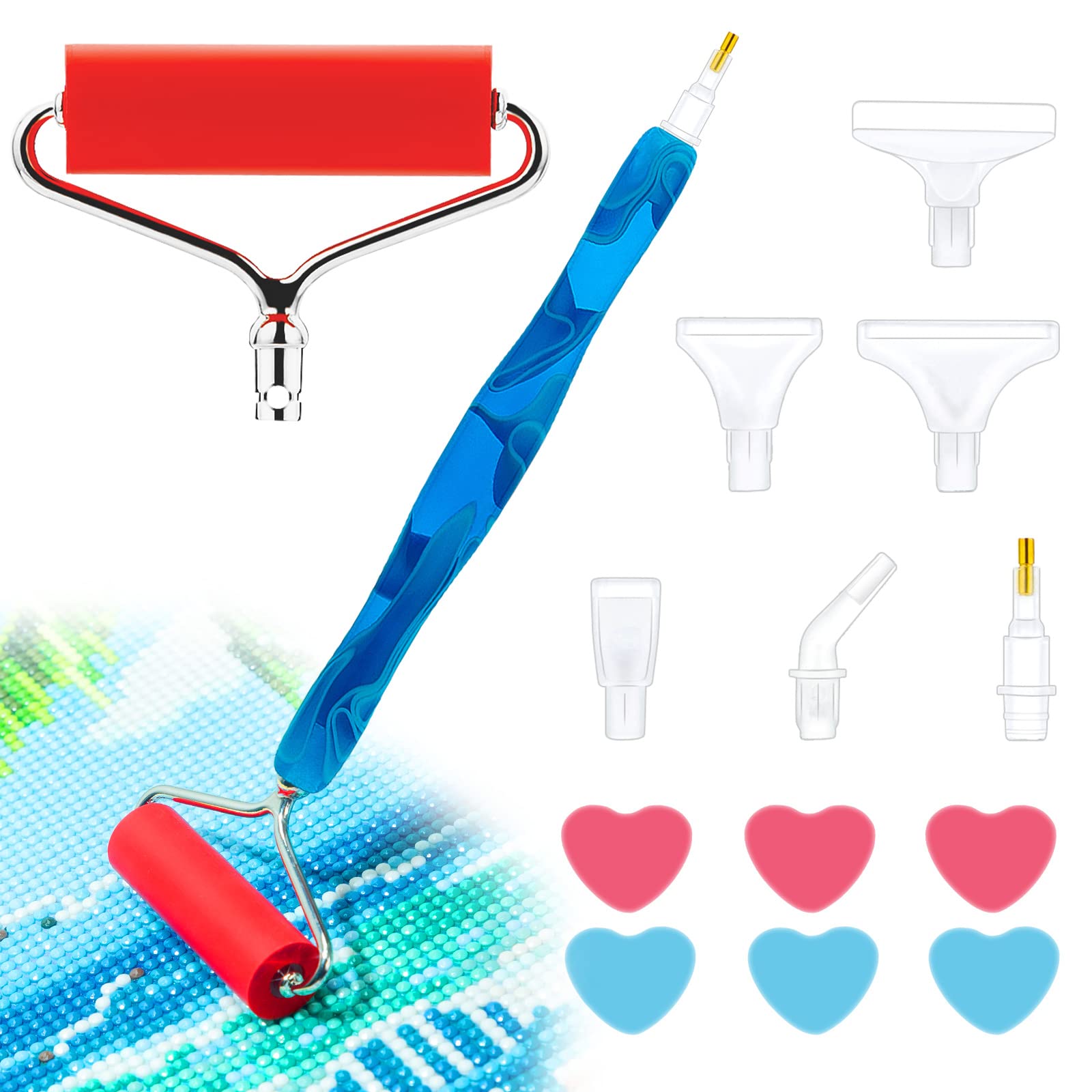 DIY Diamond Painting Art Pen with Light,LED Illumination Pen Art Applicator  Accessories,Drill Bead Pen for Adult and Beginner,5D Gem Jewel Picker Tool