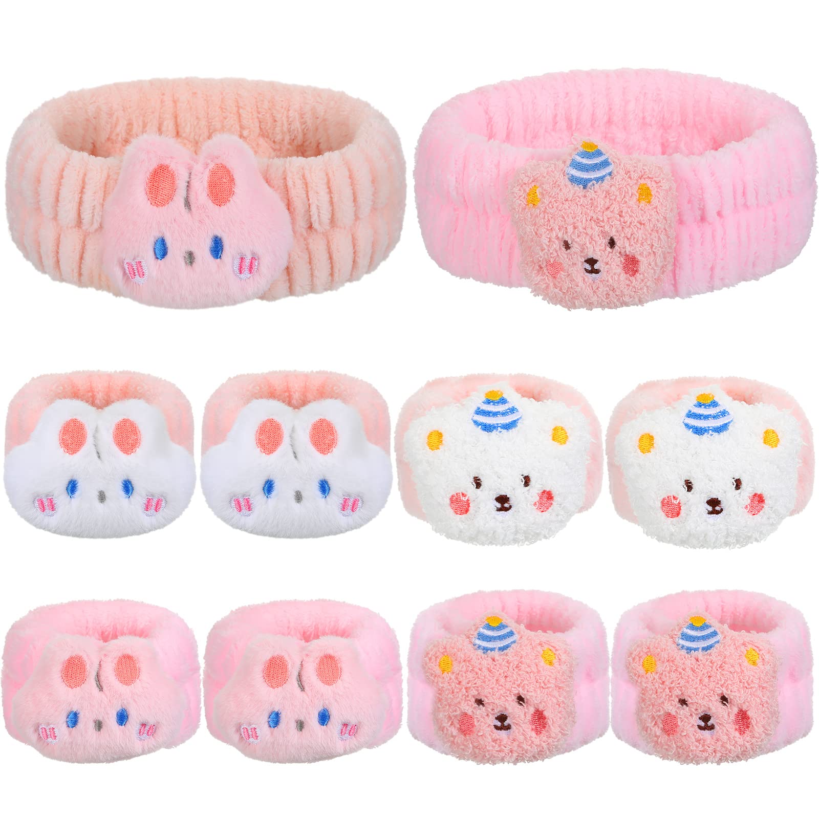 Yuxung 10 Pcs Cute Spa Headband Face Washing Wristband Set Facial Skincare  Headbands Kawaii Wrist Towels Makeup Headband for Washing Face Sleepover  Party Supplies for Girls