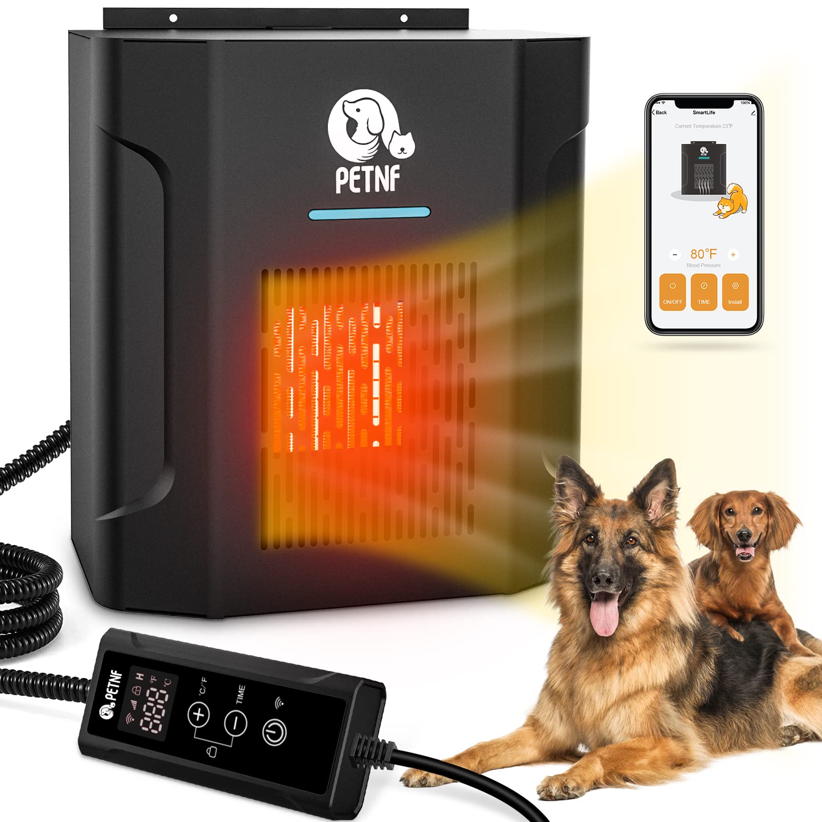  Dog House Heater with Thermostat & App Remote Control, 300W  Safe Heater for Dog Houses Outdoor with Adjustable Temp &Timer& 6FT Anti  Chew Cord, Outdoor Pet Heater for Most Dog