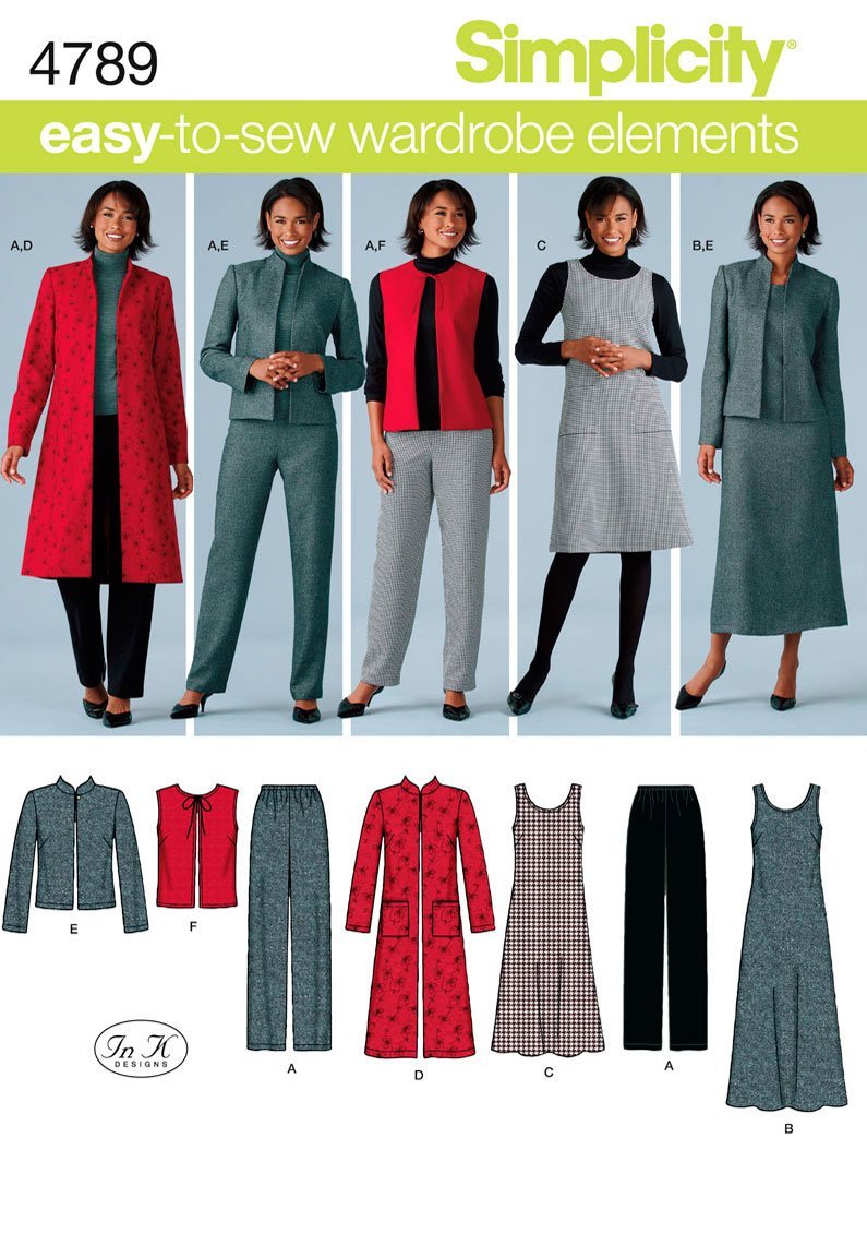 Simplicity 4789 Easy-to-Sew Plus Size Pants, Vest, Jacket and Jumper Sewing  Pattern for Women by In K Design, Sizes AA (10 -18) AA (10-12-14-16-18)