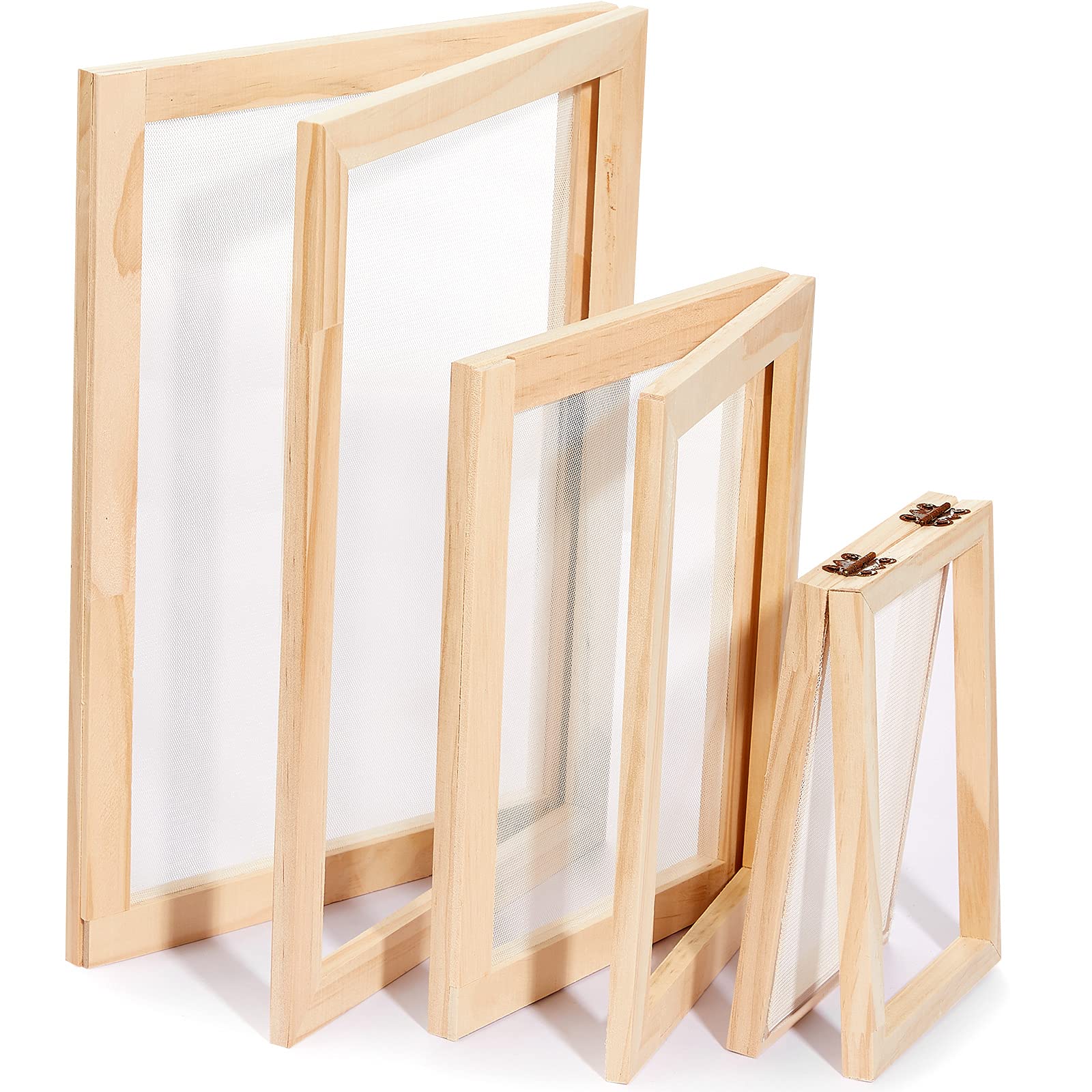 Honoson 3 Pieces Paper Making Wooden Paper Making Mould Papermaking Screen  Kit 3 Size Frame for DIY Paper Craft (5 x 7 Inches 7.5 x 9.8 Inches 9.8 x  13 Inches)