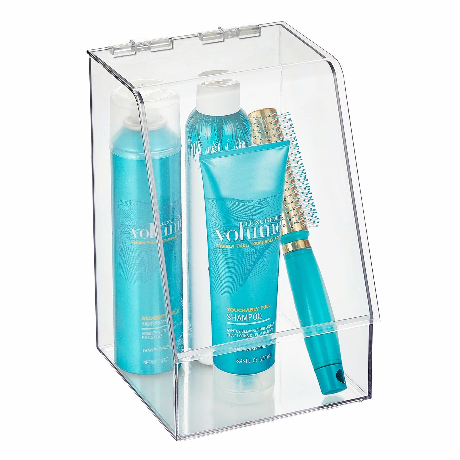 mDesign Bathroom Storage Box with Lid Small Plastic Storage Box for