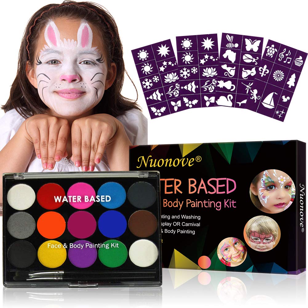  Vibrant Facepaint Makeup Kit for Kids, Face Body Paint Set,  Face Body Painting Kit for Teens & Adults, Safe Facepaint for Halloween,  Cosplay Costumes, Parties and Festivals, Easy to Use. 