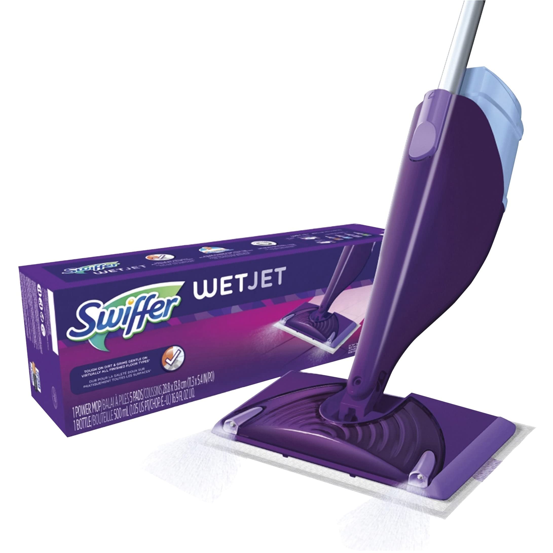 Swiffer WetJet Mop Starter Kit (1 Spray Mop, 5 Mopping Pads, 1