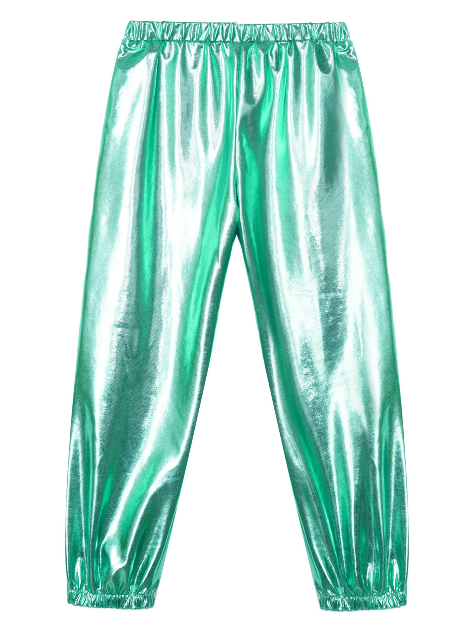 MSemis Kids Girls Boys Metallic Harem Dance Pants Loose Fit for Modern Hip  Hop Street Dancewear Slim Blue Green a 10