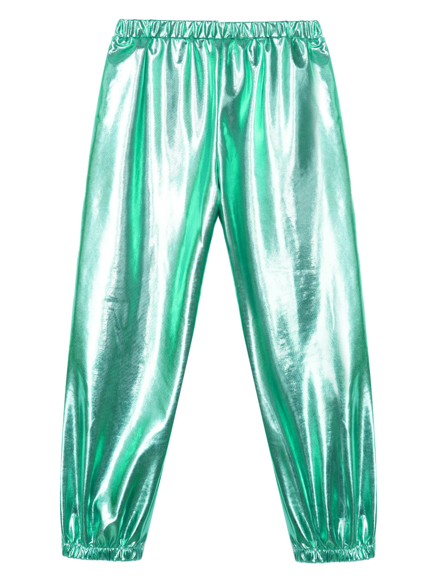 MSemis Kids Girls Boys Metallic Harem Dance Pants Loose Fit for