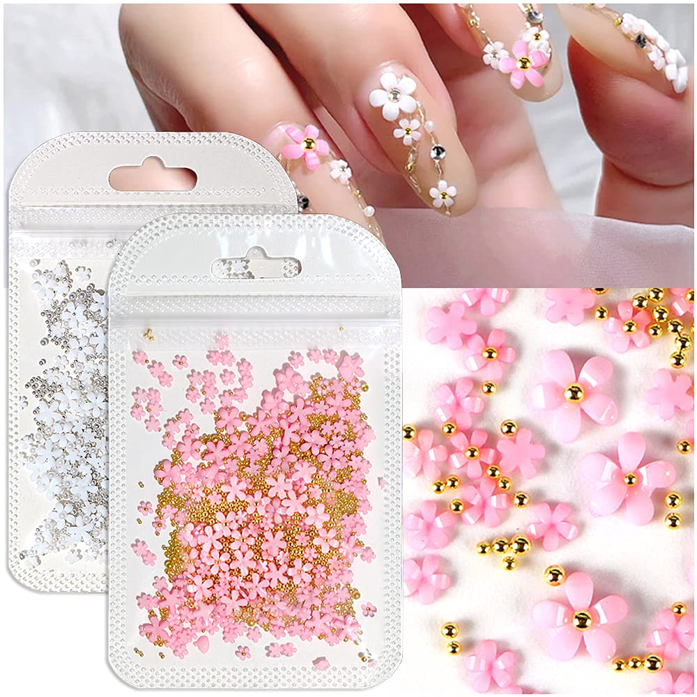 S.A.V.I Nail Art Palette Five Petal Small Flower Decorations, 12 Grids Box  Resin, Nail decorations Art