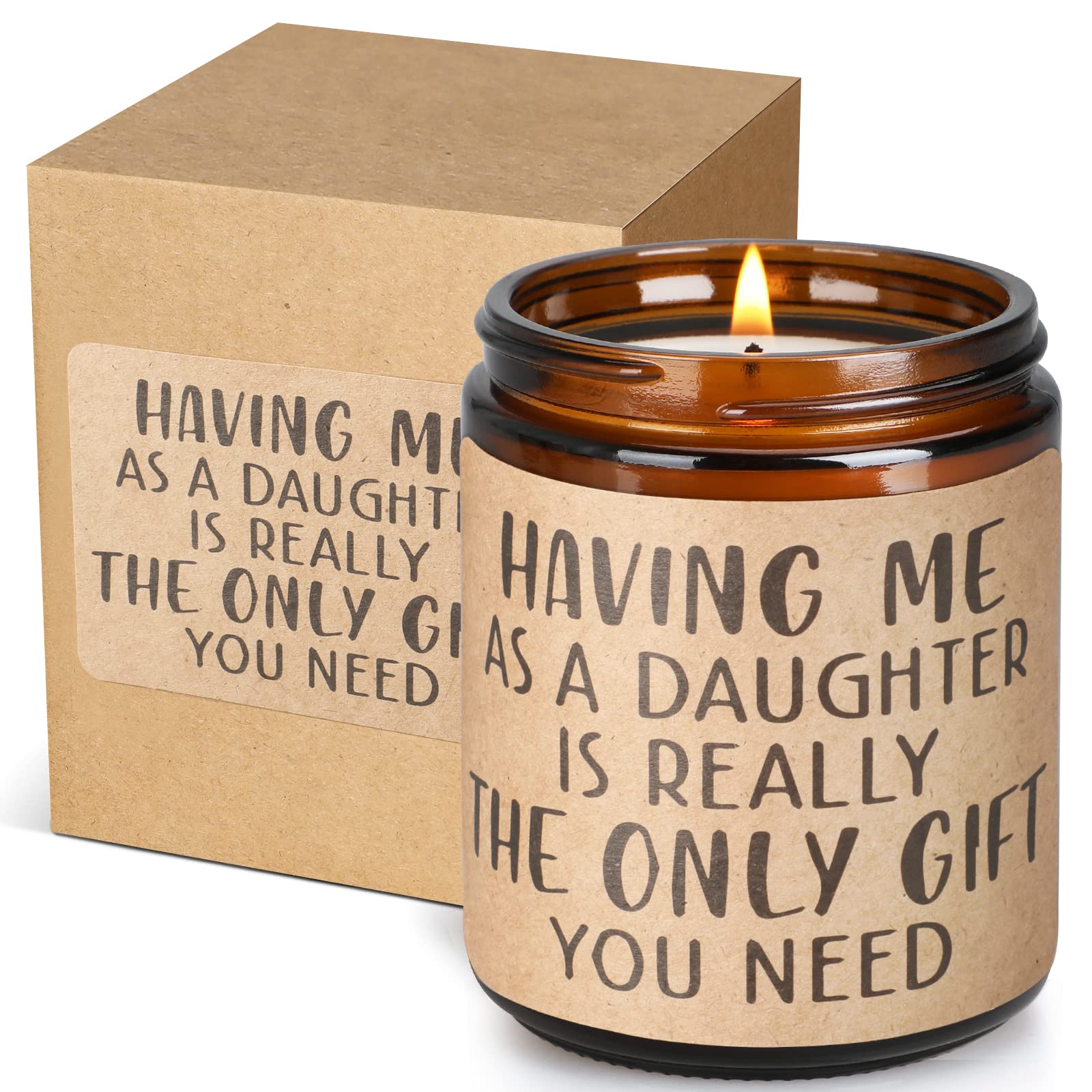 Dad Gift Father Present from Daughter, Aromatherapy Candles for Home  Scented,Long Lasting Jar Soy Candles for Relaxation, 9oz 50Hour Burn Time,  Funny Gifts, Teak Tobacco HAVING ME AS A DAUGHTER IS REALLY