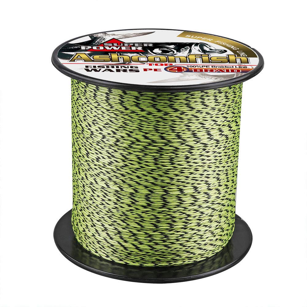 Ashconfish Braided Fishing Line- 4 Strands Super Strong PE Fishing Wire- 6lb  to 100lb  Test-100M/300M/500M/1000M(109Yards/328Yards/547Yards/1093Yards)-Abrasion  Resistant - Zero Stretch-Multiple Colors Black and Yellow 6LB  0.10MM-109Yards