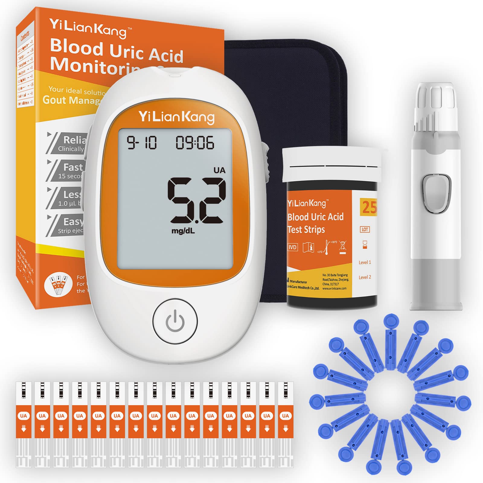 Uric Acid Test Kit Uric Acid Monitor 25Pcs Uric Acid Test Strips Lancets  Home Uric Acid Meter Get results fast mg/dl