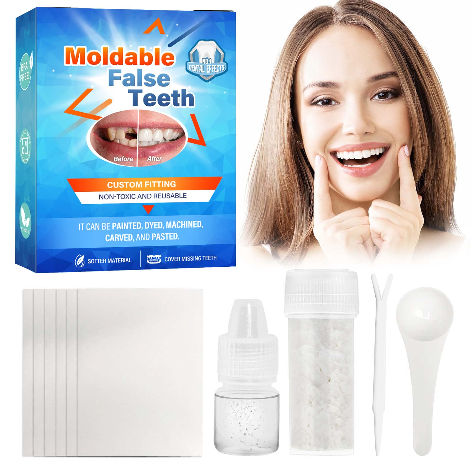 Tooth Repair Kit, Moldable False Teeth,DIY Dental Repair Kit Glue