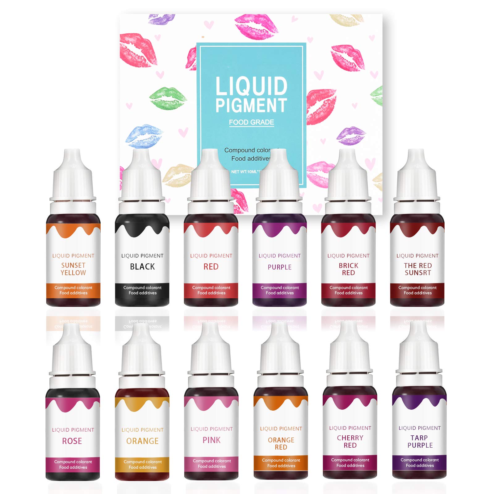 QIUFSSE 12 Colors DIY Lip Gloss Pigment Set，Liquid Nepal