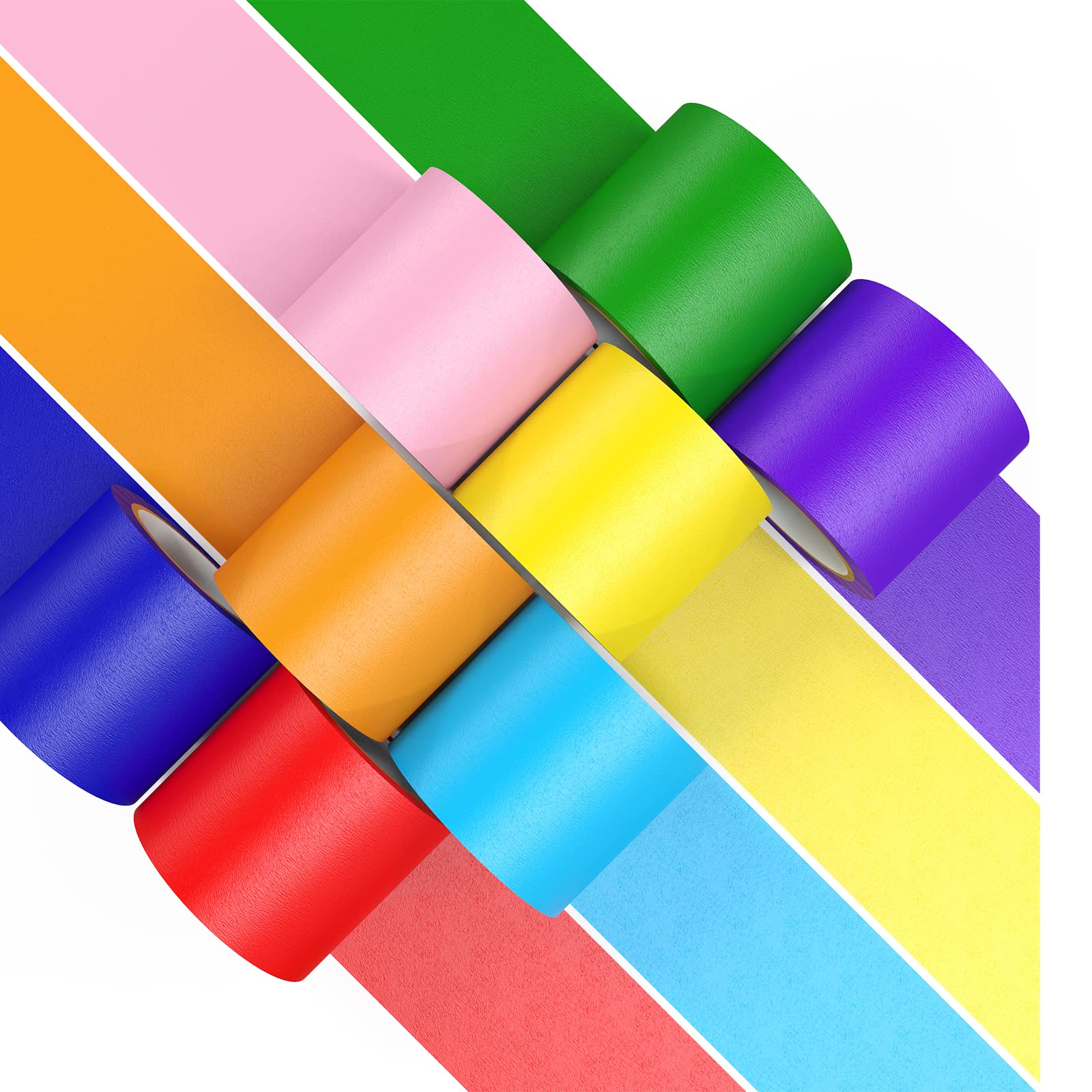  8 Rolls Colored Masking Tape Rainbow Colors Painters Tape  Colorful Craft Art Paper Tape for Kids Labeling Arts Crafts DIY Decorative  Coding Decoration Teaching Supplies, 0.6 Inch x 16 Yard, 8