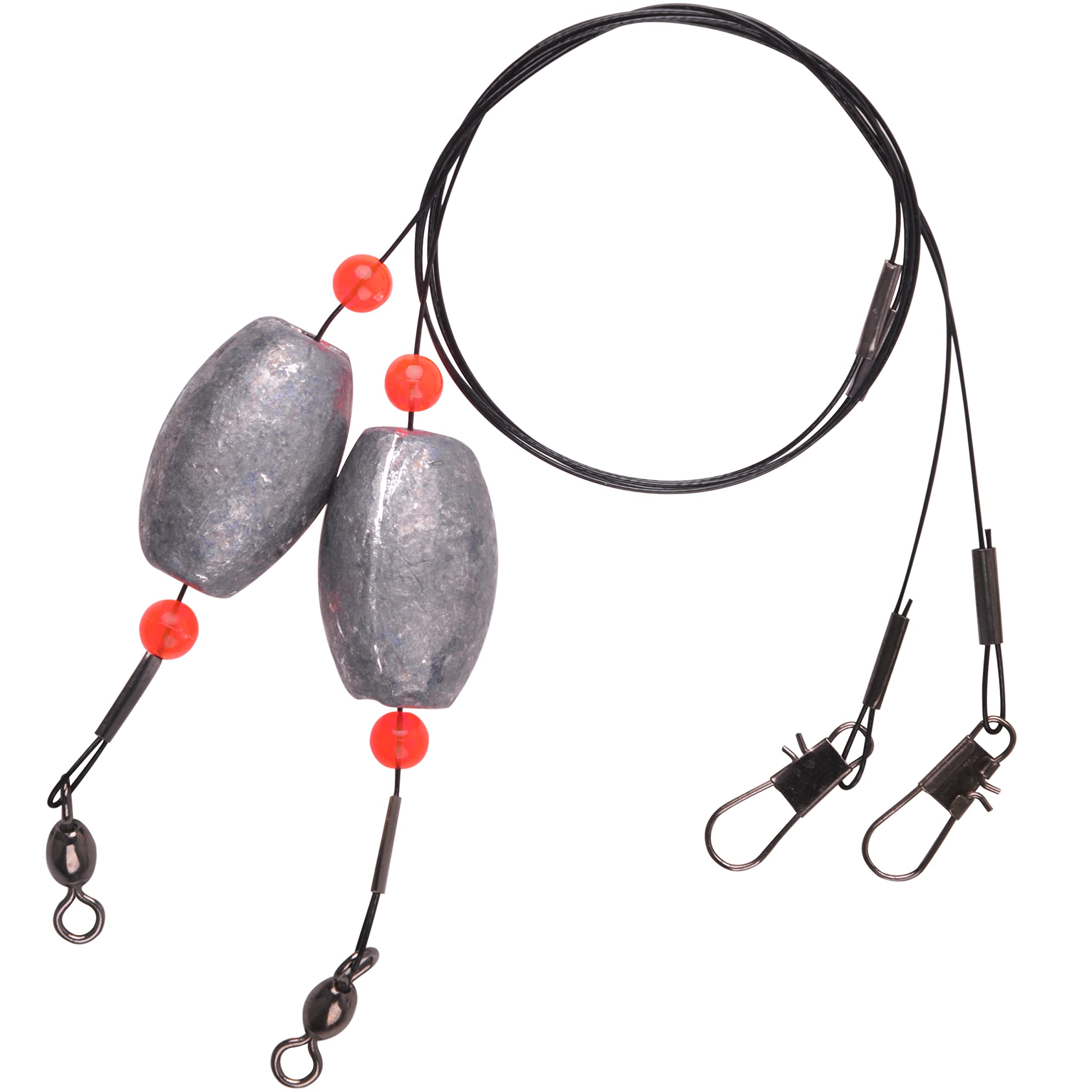 Fishing Egg Sinker Weight Rigs, Stainless Steel Fishing Wire Leaders with  Sinkers Fish Swivels and Snaps