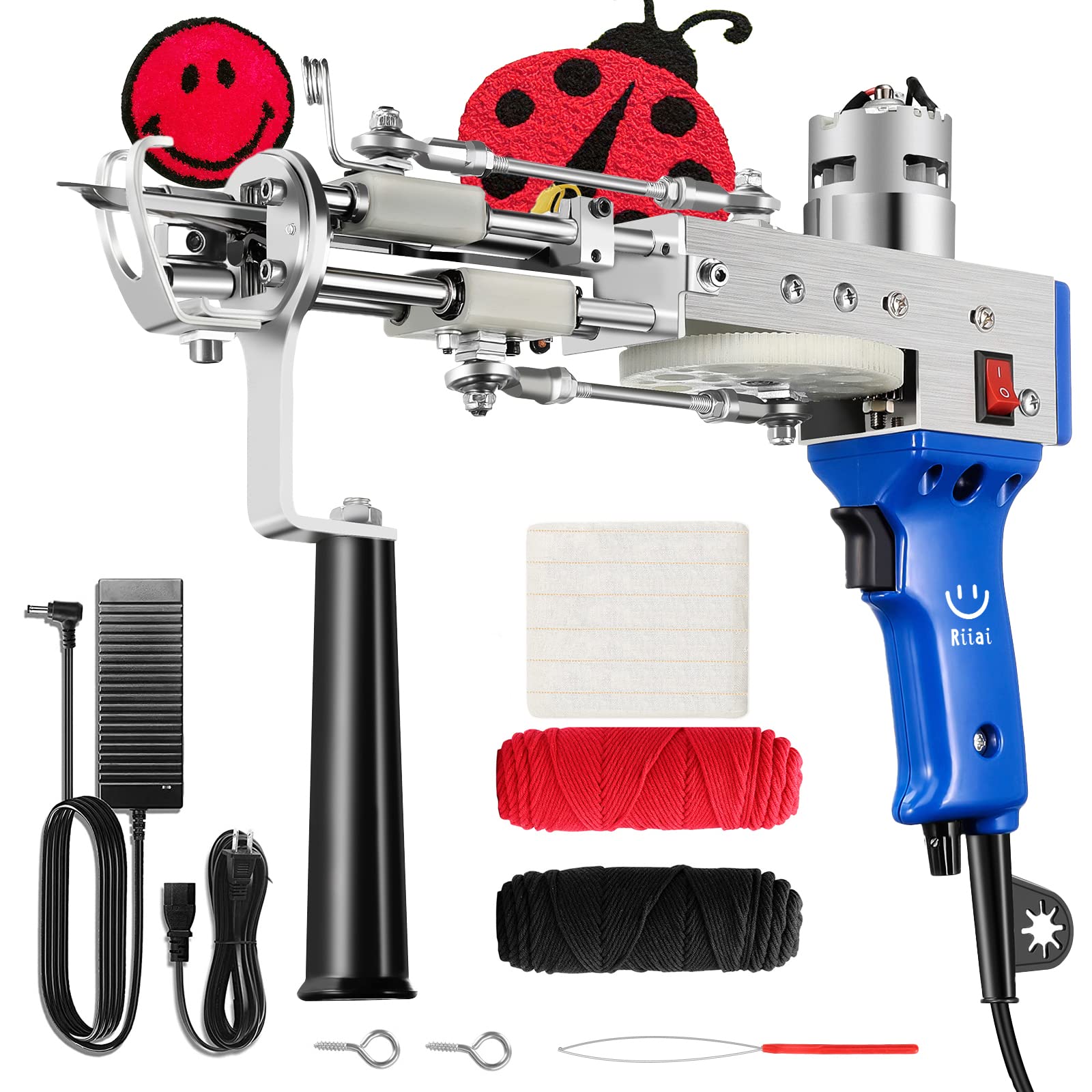 Riiai Tufting Gun Cut Pile and Loop Pile 2 in 1 AK-III Rug Tufting Gun  Machine with Starter Kit Speed Adjustment and 360 Handle Rug Maker Carpet  Gun for Rug Making Beginners( Blue)