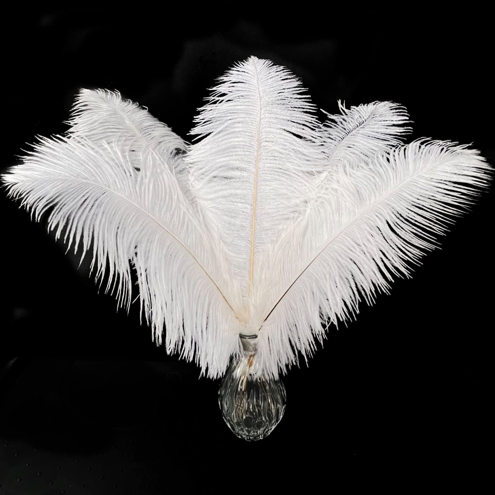 Piokio 20 pcs White Ostrich Feathers Plumes 10-12 inch(25-30 cm) Bulk for  DIY Christmas Decorations Wedding Party Centerpieces Gatsby Decorations  White 20 pcs