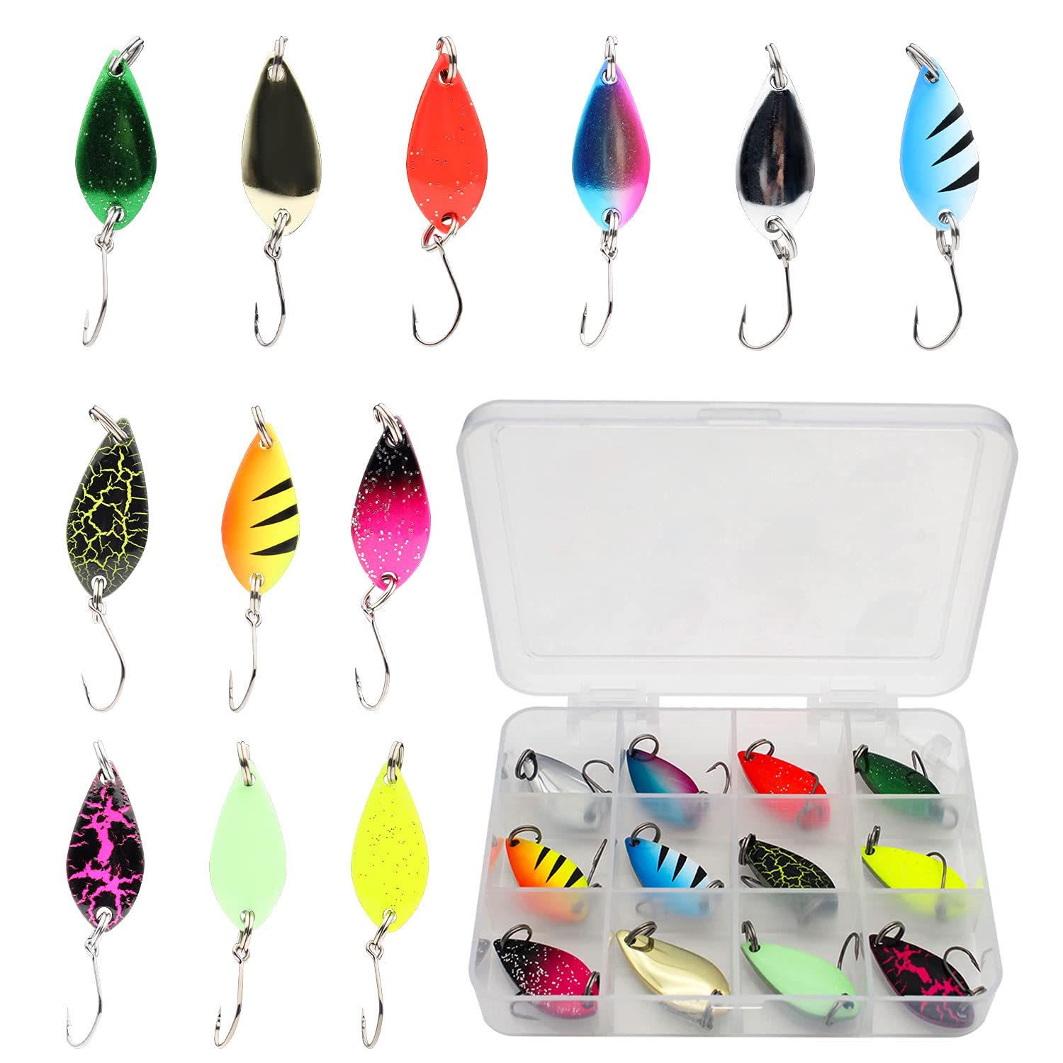 FREGITO Fishing Lures,Fishing Spoons, Colorful Casting Fishing