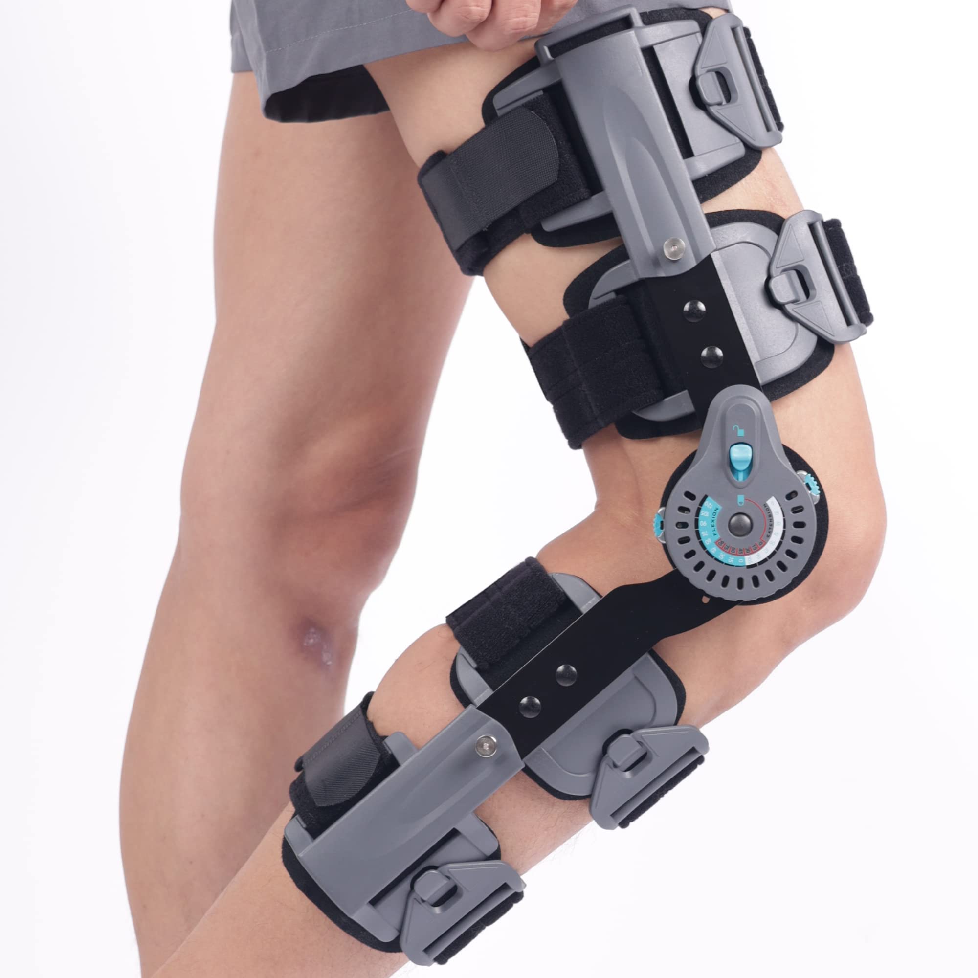 Komzer Hinged Knee Brace ROM Post OP Knee Immobilizer Leg Braces Orthopedic  Patella Knee Brace Knee Immobilizer Brace Support Orthosis Adjustable for  Left Leg and Right Leg One Size