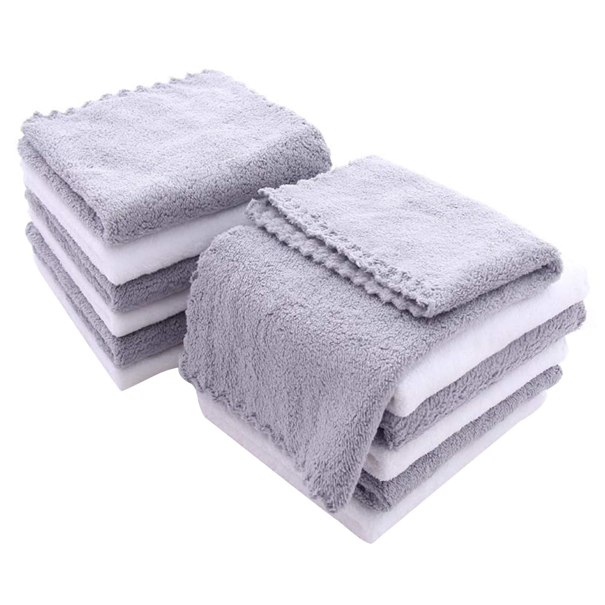 12 Pack Baby Washcloths - Extra Absorbent and Soft Wash Clothes for  Newborns, Infants and Toddlers - Suitable for Baby Skin and New Born -  Microfiber Coral Fleece 12x12 Inches Grey and