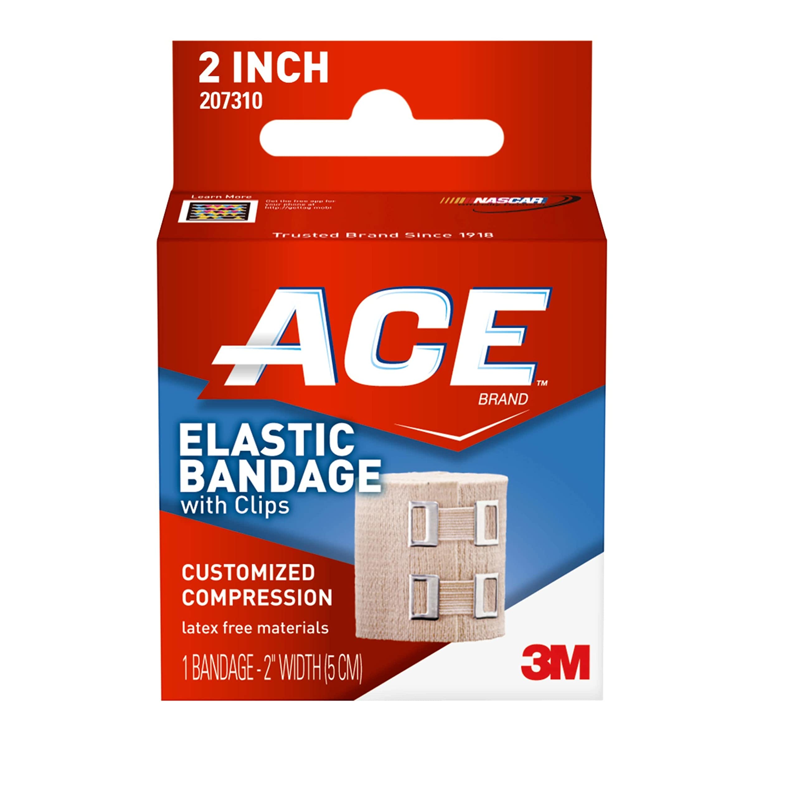 ACE 2 Inch Elastic Bandage with with Clips, Beige, Great for Wrist, Foot  and More, 1 Count 2 Beige