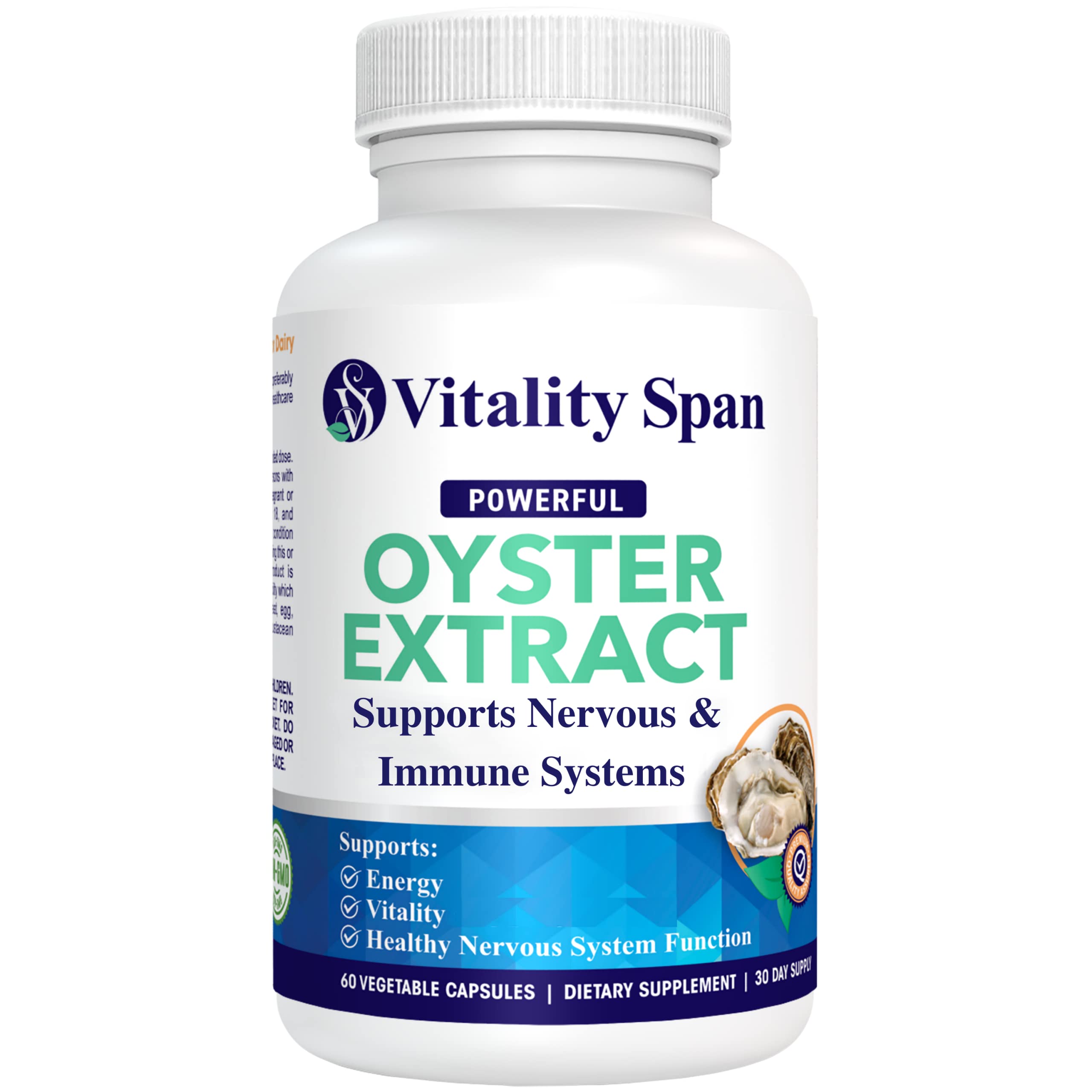 Vitality Span Oyster Extract 500mg Energy Immune Boost Supplement 