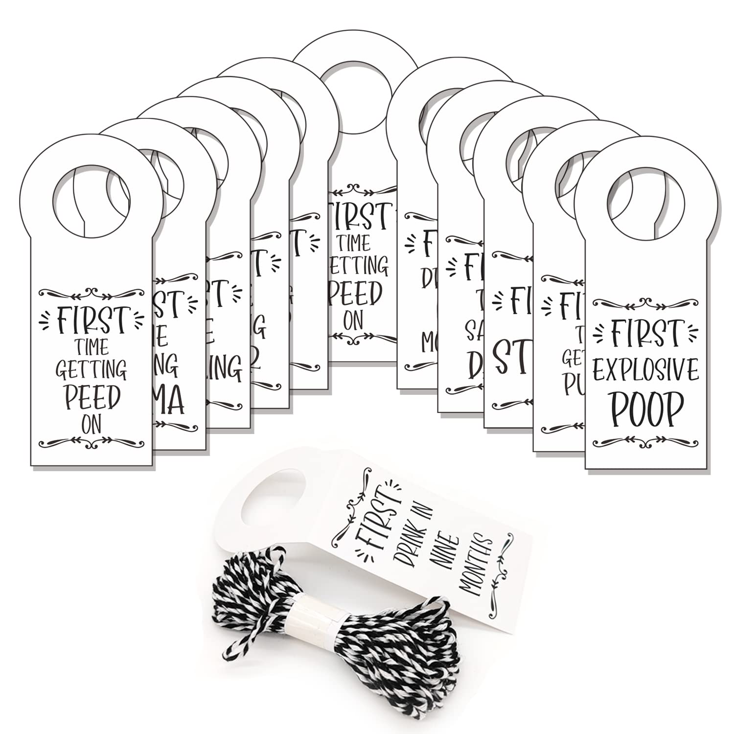 Baby's Firsts - Fun & Unique Baby Shower Gift or New Mom or Dad Gift - Baby  Milestones Add Tags to 50ml Shot Bottles (bottles not included)