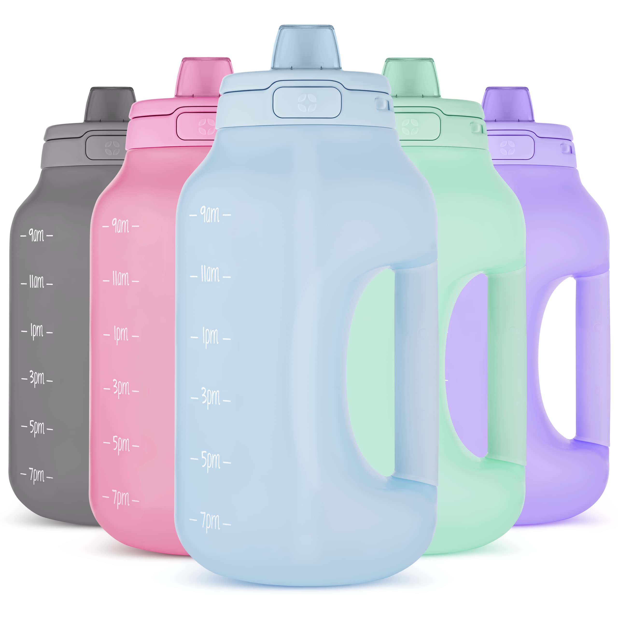 Ello Hydra Half Gallon Jug with Time Marker & Handle for All Day Hydration  & Silicone Straw with Locking, Leak-Proof Lid BPA/BPS Free, 64 oz, Halogen  Blue Hallogen Blue