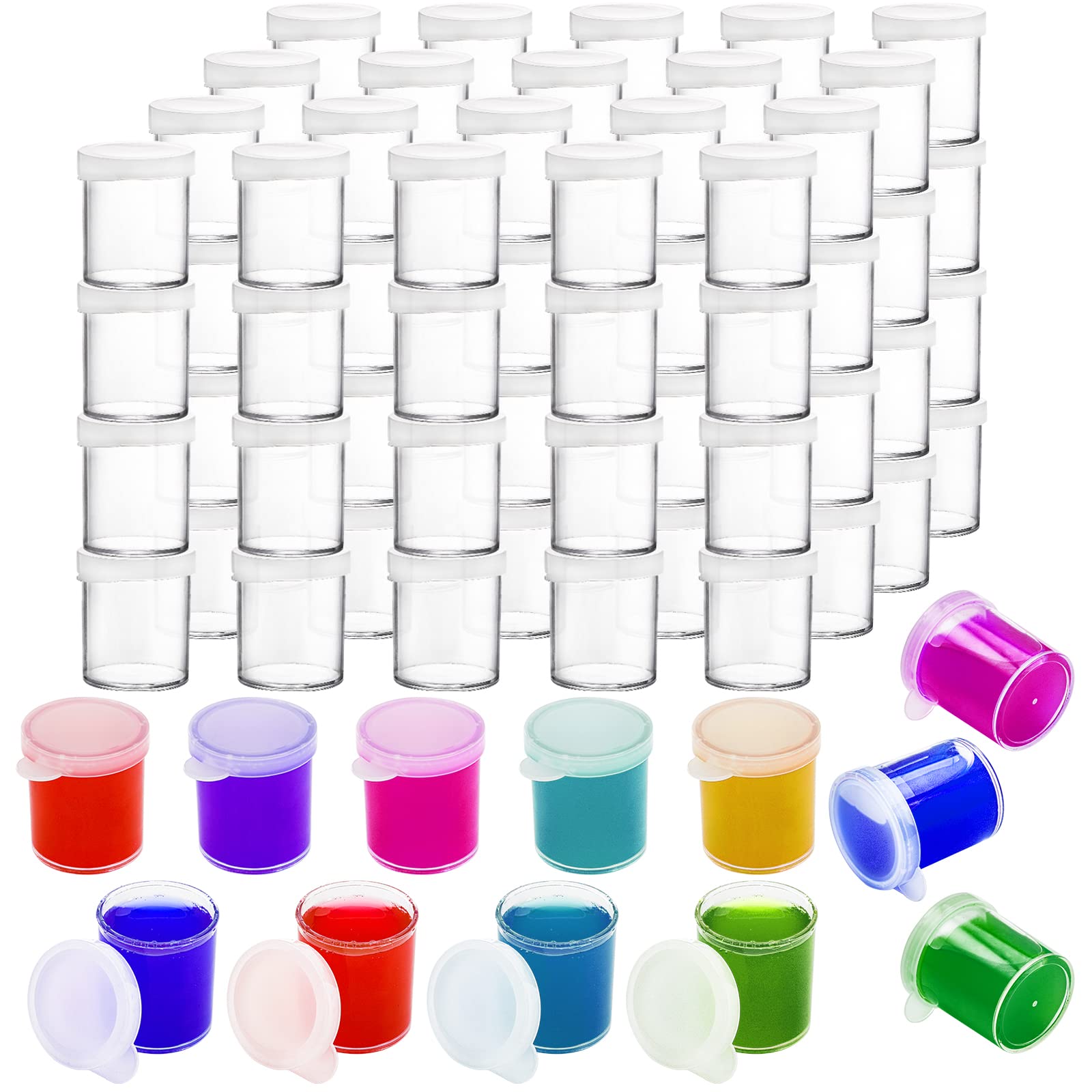 ZENFUN Set of 100 Mini Plastic Paint Cups with Lids 0.85 Oz(25ml) Paint  Container Pots