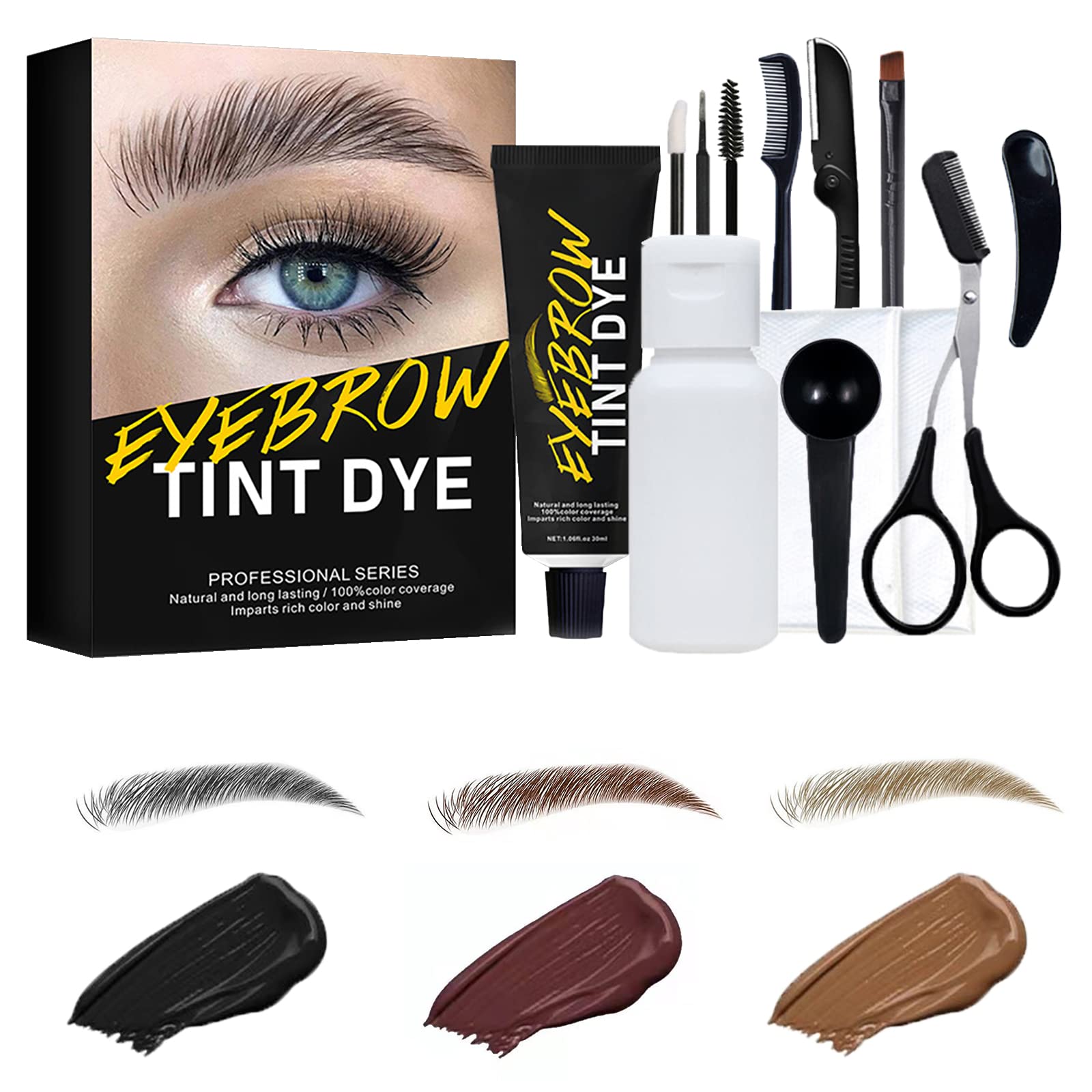 Eyebrow Color Kit Semi Permanent Eyebrow Color Safe & Professional Eyebrow  Coloring Kit Suitable For Salon and Home Use Lasting for 4-6 Weeks (light  brown)