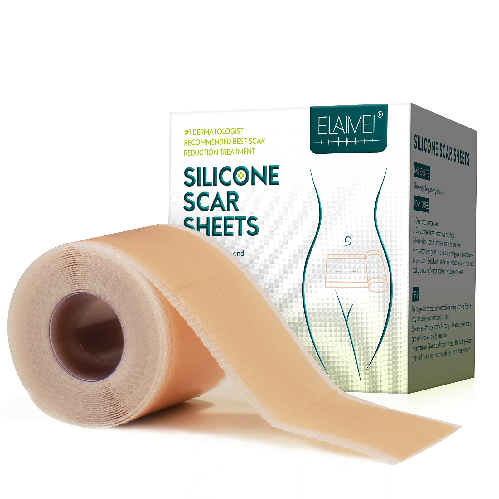 Silicone Scar Sheets (1.6 x 120Roll-3M), Silicone Scar Tape Roll, Scar Silicone  Strips, Reusable, Professional