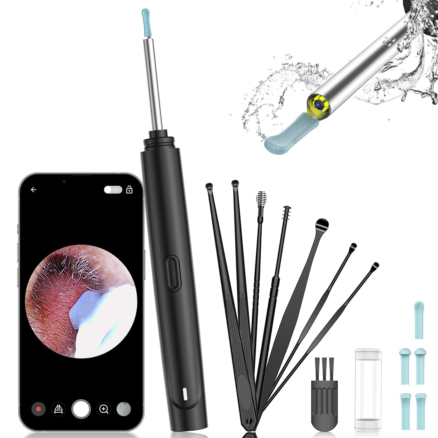 Ear Wax Removal with Camera Wireless Ear Cleaner Tool Kit 1080P FHD Ear  Endoscope Otoscope with 6 LED Light Spade Earwax Removal Ear Cleaning Kit  for iPhone iPad & Android Smart Phones (