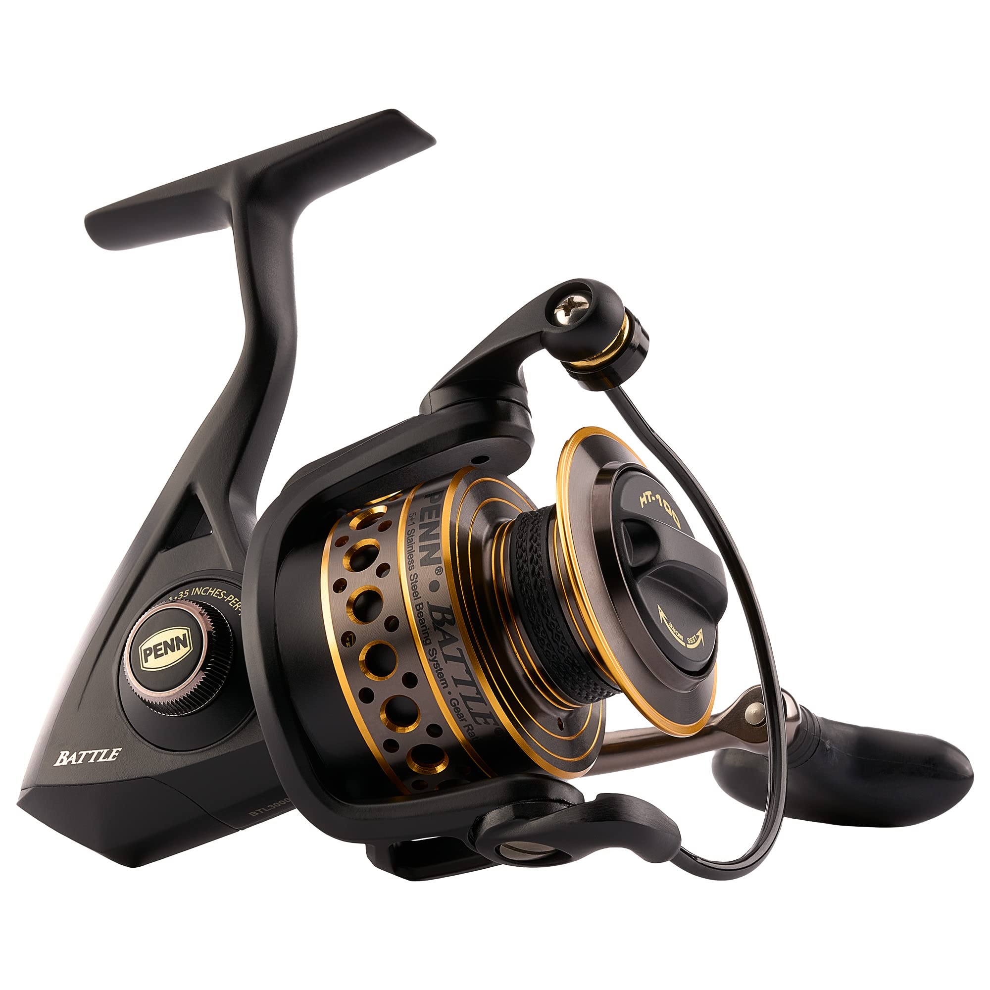 PENN Battle Spinning Reel Kit, Size 5000, Includes Reel Cover and Spare  Anodized Aluminum Spool, Right/Left Handle Position, HT-100 Front Drag  System