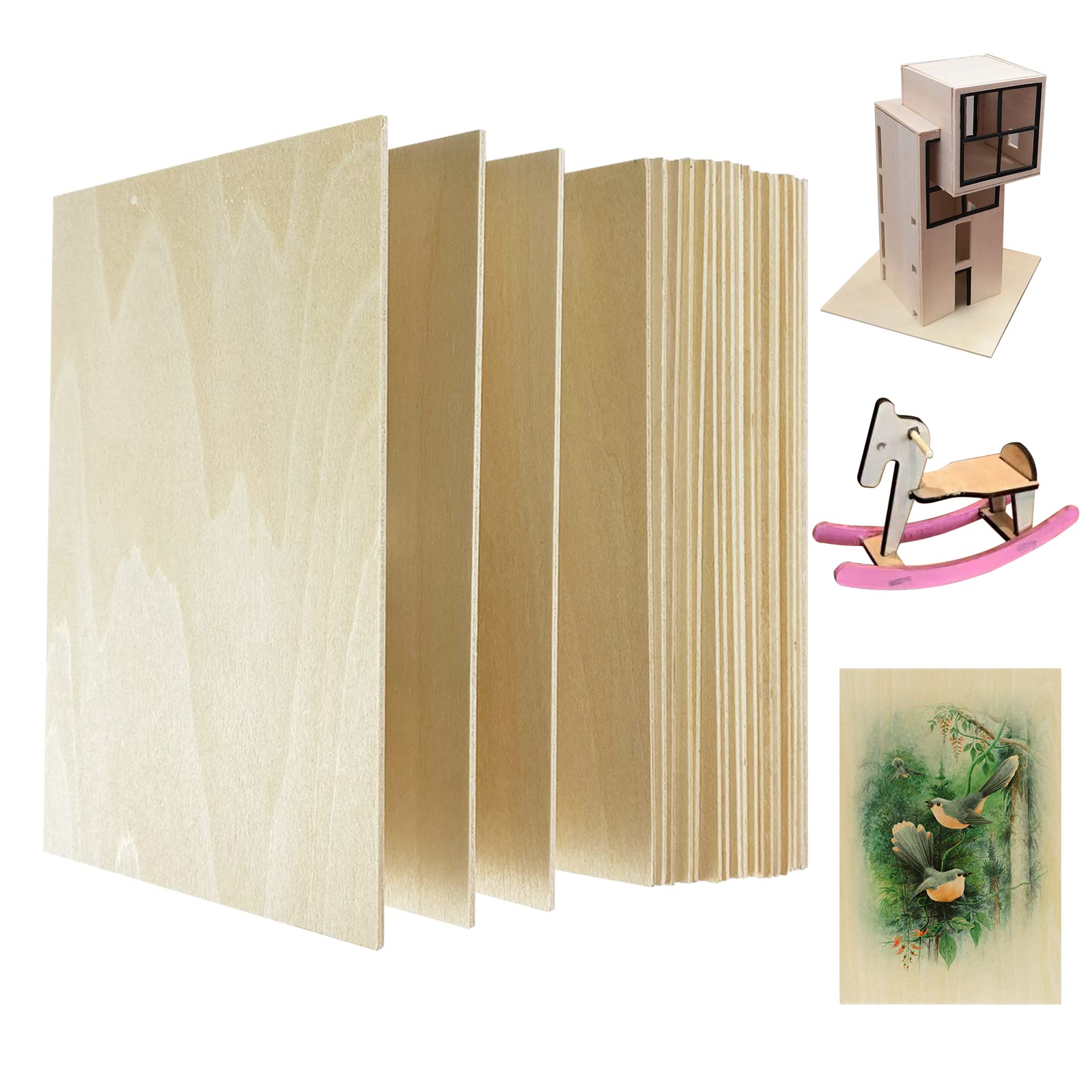 MUXGOA 20 Pack Basswood Sheets Thin Balsa Wood Sheets for Craft Laser Wood  Burning Wooden DIY Ornaments Unfinished Plywood Sheets can be Cut & Painted  to Desired Shape(150x100x2mm)