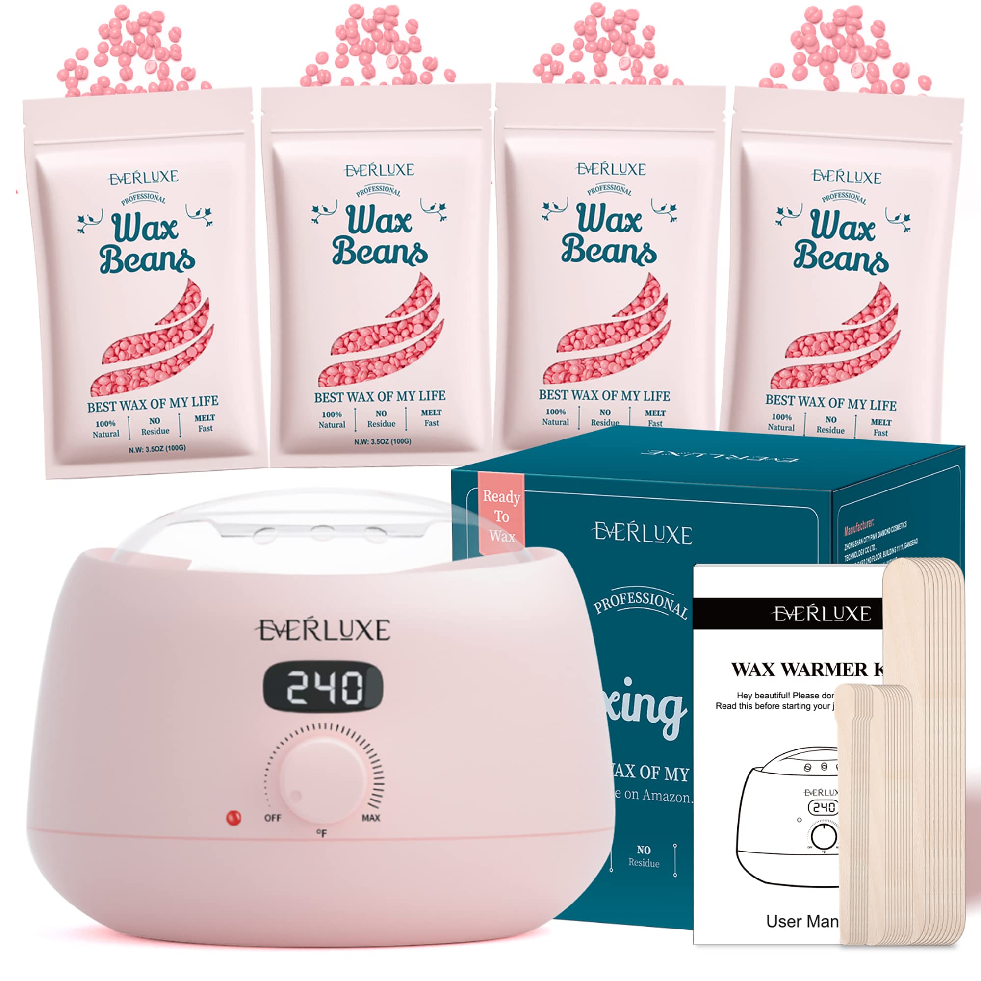 Waxing Kit- EVERLUXE Digital Wax Warmer for Hair Removal Kit