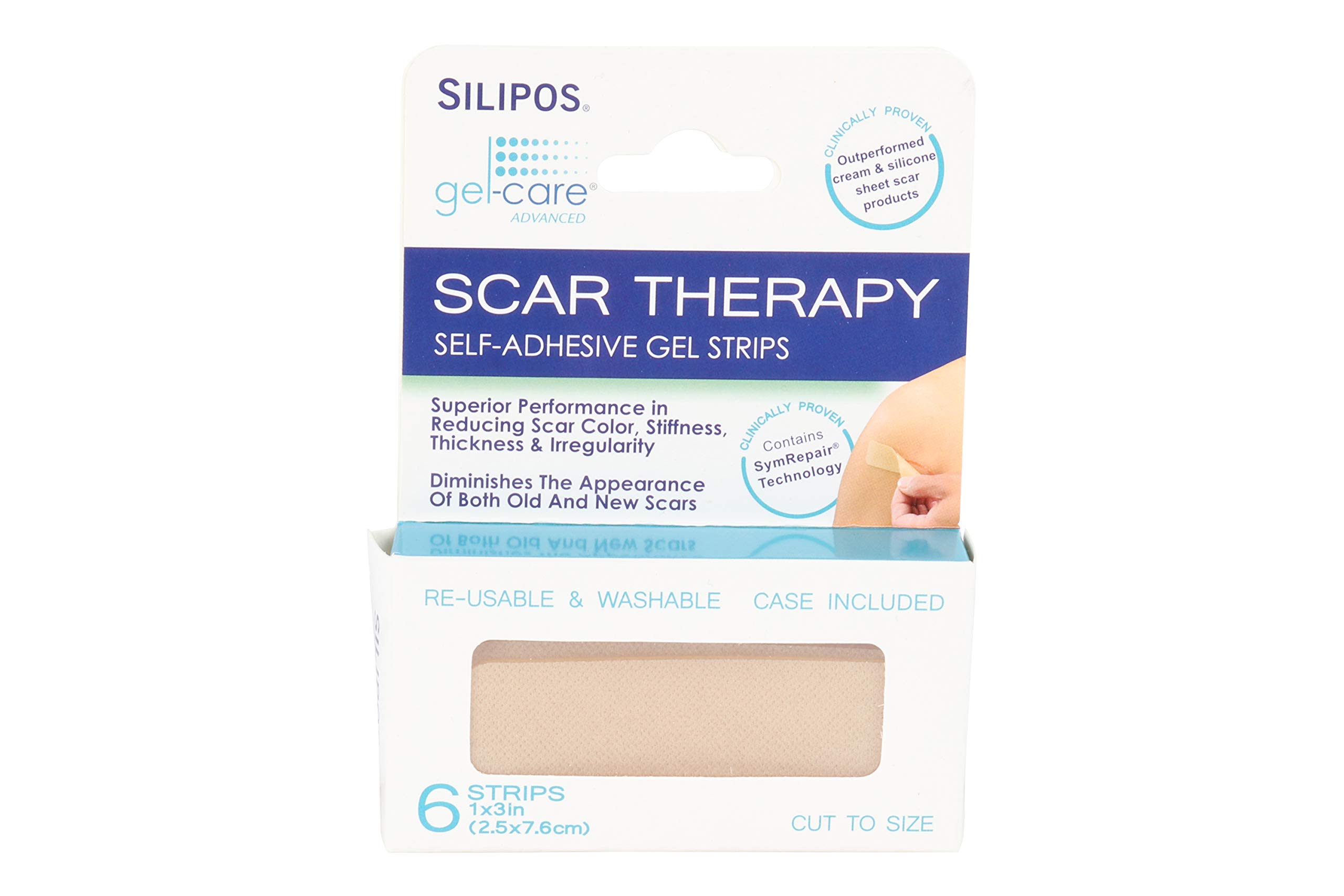 Silipos 92838 Gel-Care Advanced Scar Therapy Self-Adhesive Gel Strips  6-Pack 1x3 in. Washable