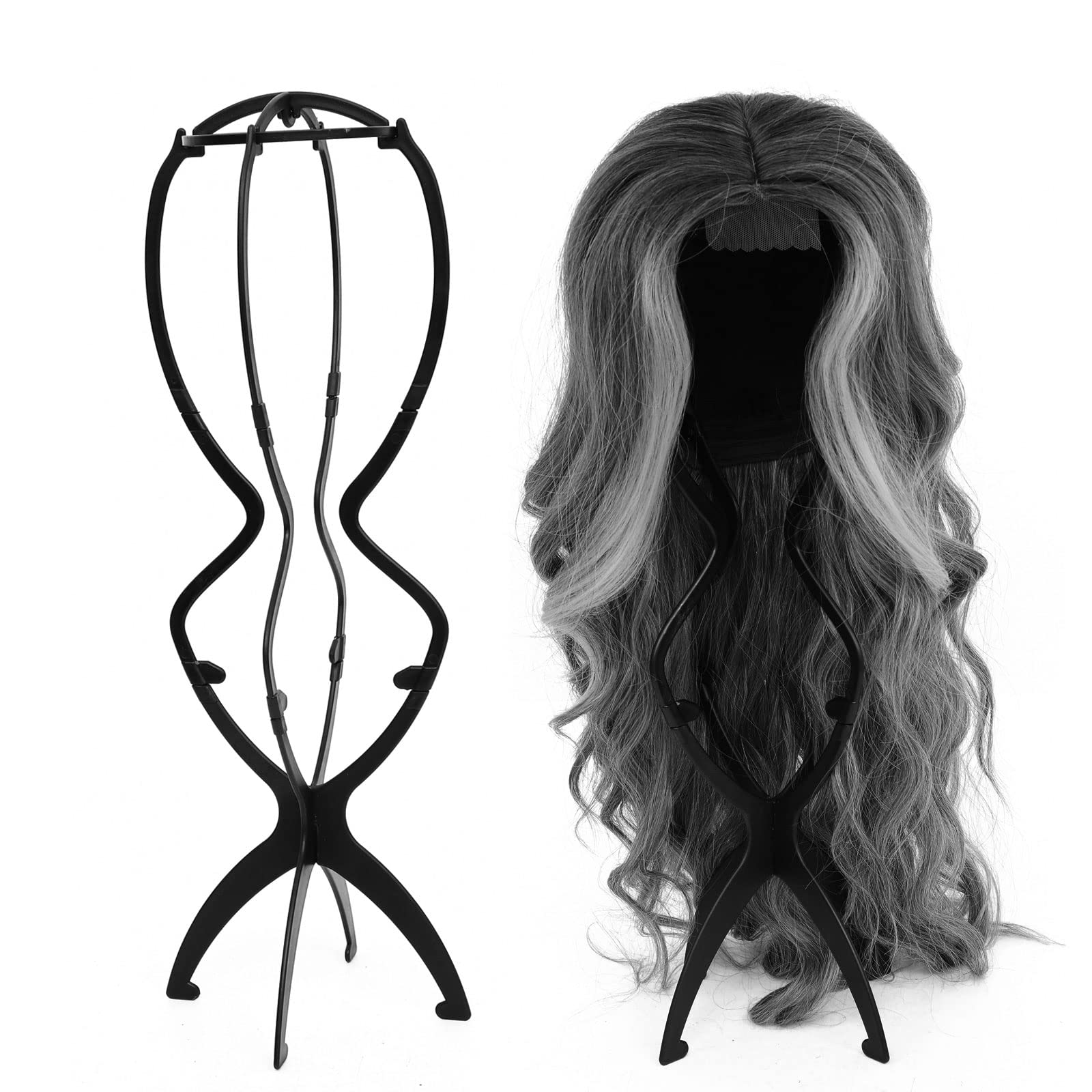 PIESOYRI Tall Wig Stands, Wig Head Stand for Long Wigs, 2 Pack
