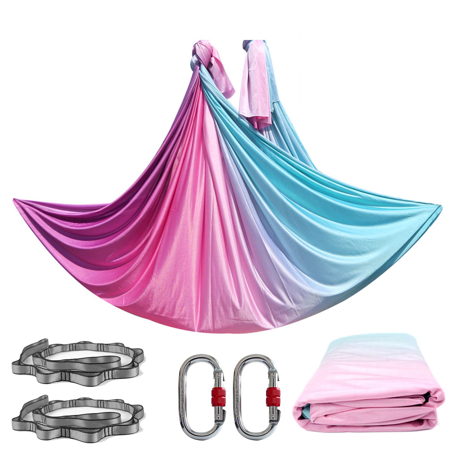 Aerial Yoga Hammock Aerial Pilates Silk Yoga Swing Set include Carabiners  daisy Chain, Pose Guide 5.5 yards Set (Spring Color) - Yahoo Shopping