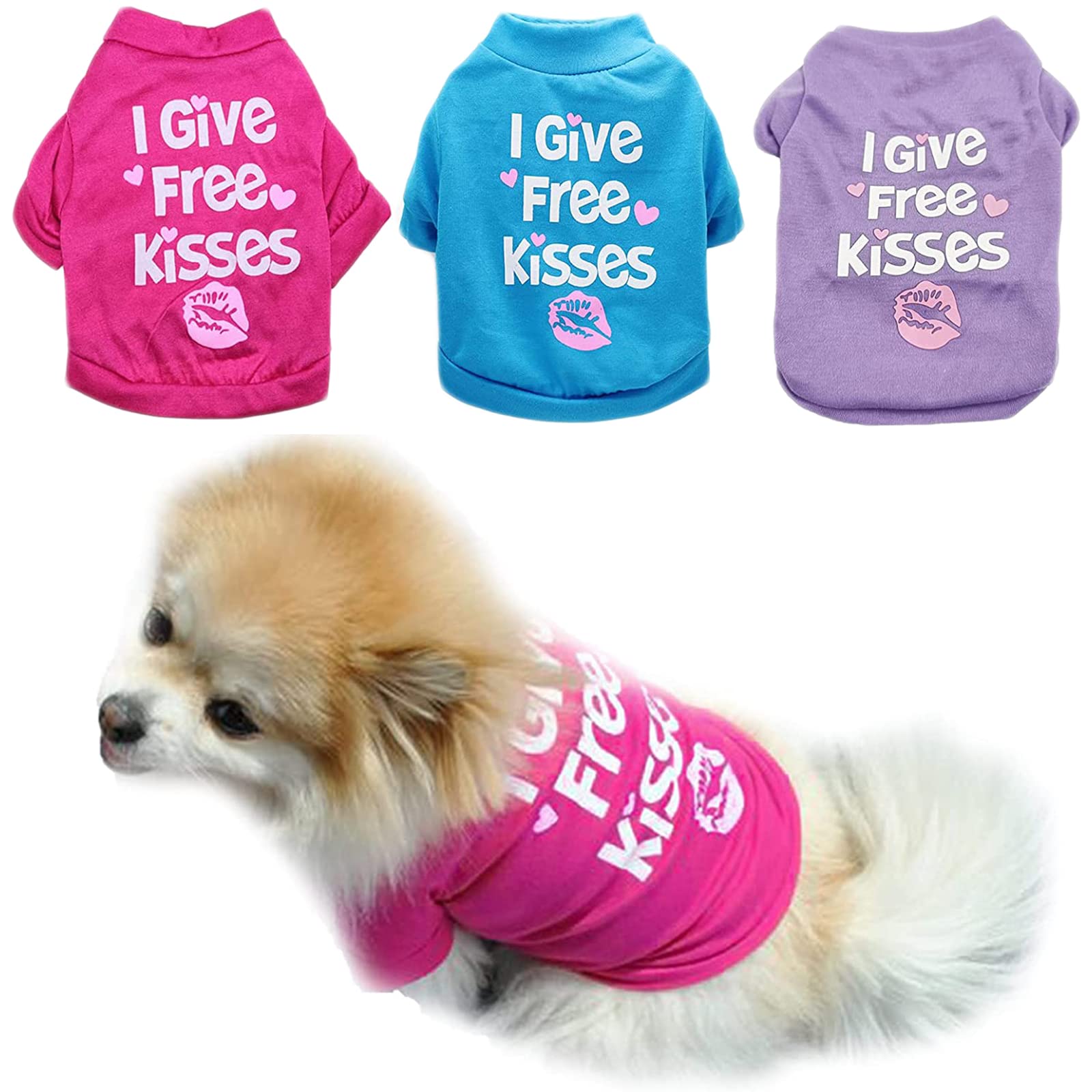 PETCARE 3 Pack Small Dog Girl Puppy Cat T Shirt Cotton Short Sleeve