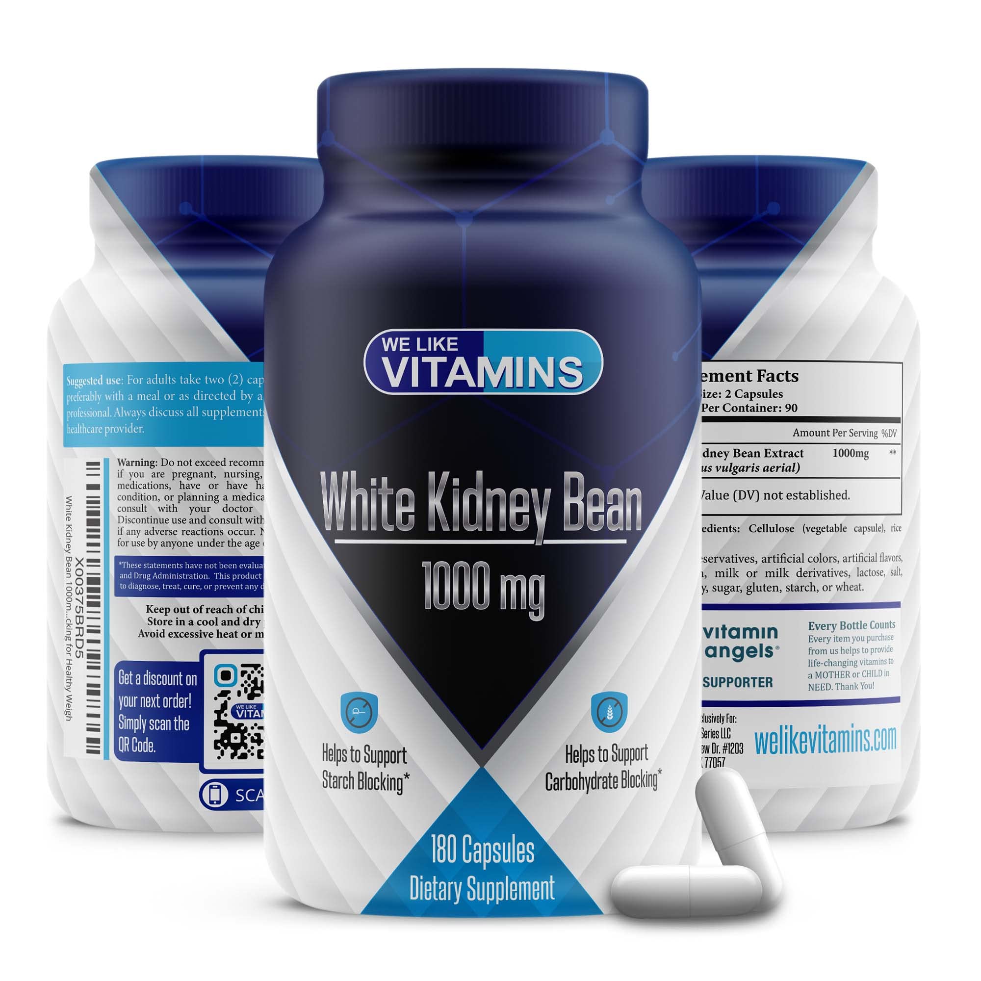 White Kidney Bean 1000mg 180 Capsules White Kidney Bean Supplement