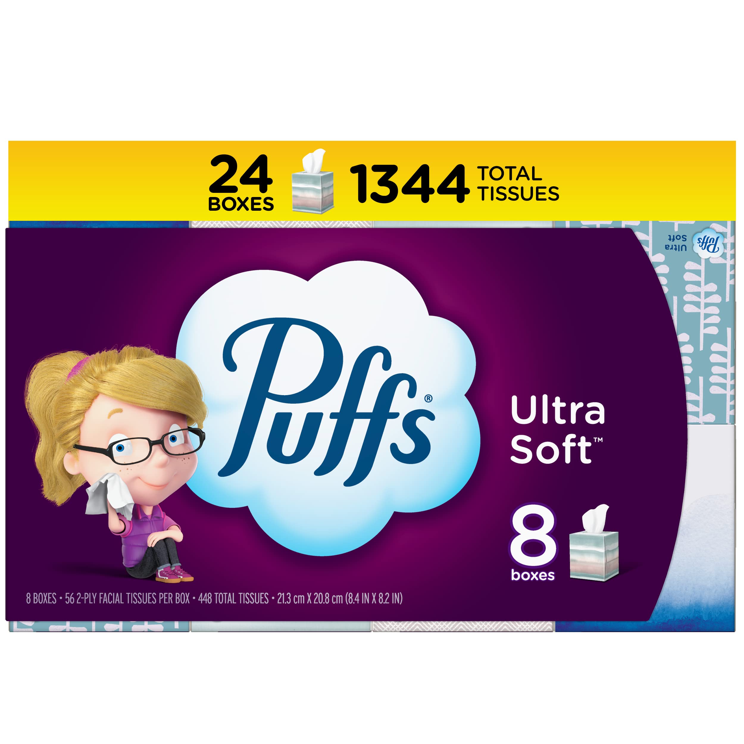 Puffs Plus Lotion Facial Tissue, 1-Ply, White, 56 Sheets/Box, 24