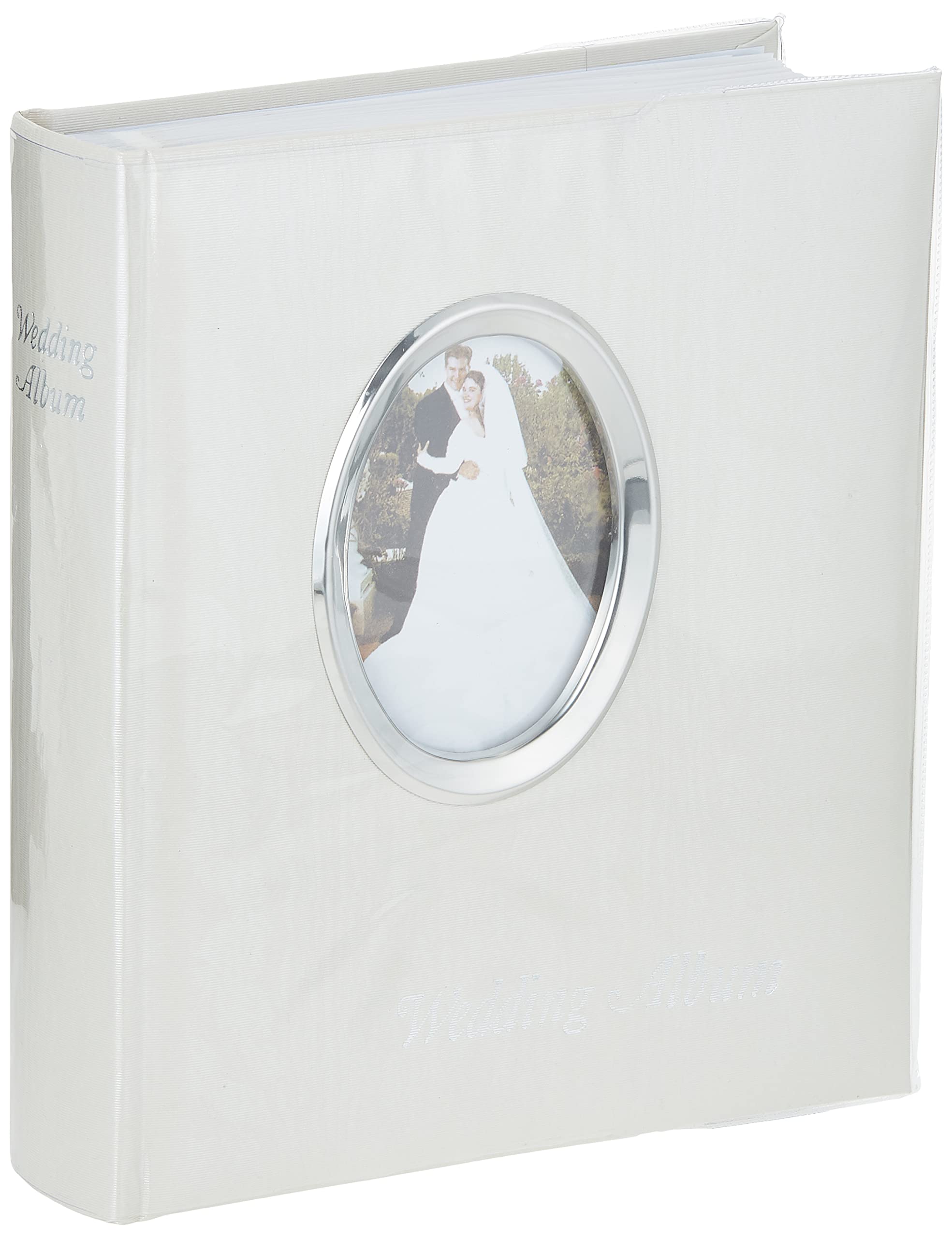 Pioneer Photo Albums WAF-46/ST 200 Pocket Ivory Moire Cover Album with  Silver Tone Oval