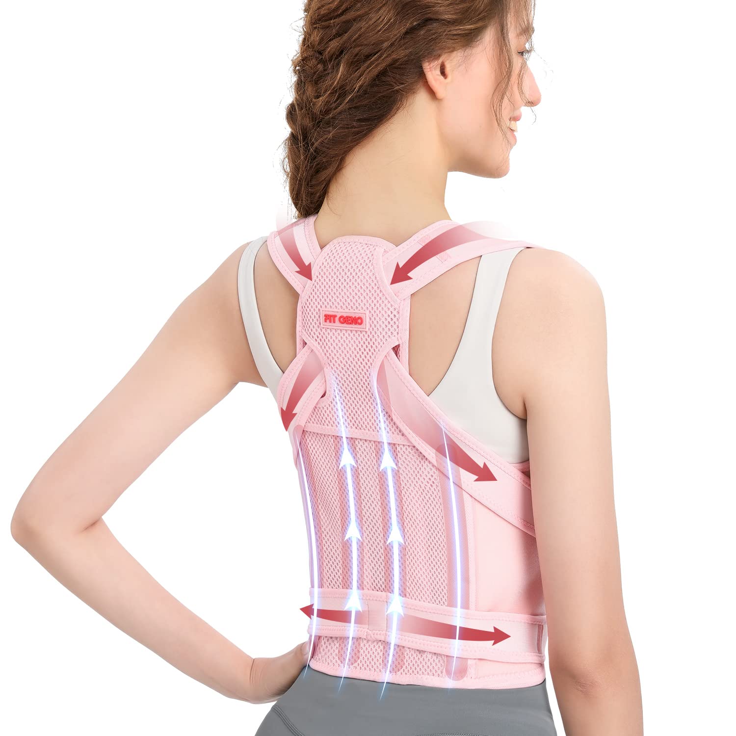 Back Brace and Posture Corrector for Women and Men, Back Straightener Posture  Corrector, Scoliosis and Hunchback Correction, Back Pain, Spine Corrector,  Support, Adjustable Posture Trainer, Pink, Small (Waist 26-34 inch)