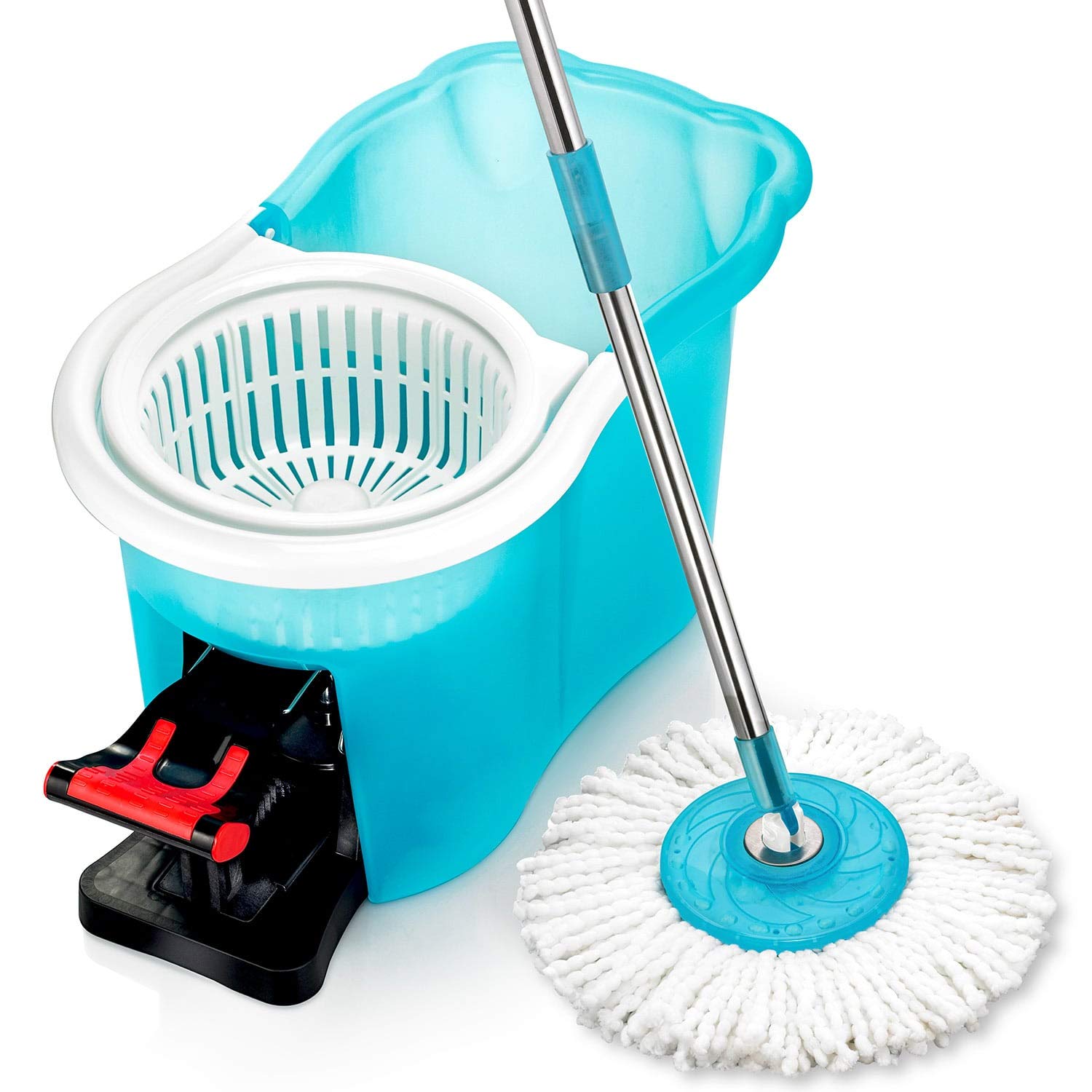 Hurricane Spin Mop As Seen On TV Mop & Bucket Cleaning System by BulbHead,  Spin Away Germy, Dirty Water - Super-Absorbent Microfiber Mop Head Holds  10X Weight, Reaches Anywhere - Pole Lays