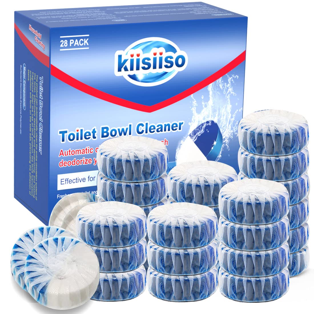 KIISSIISO Toilet Bowl Cleaner Tablets,Automatic Toilet Tank Cleaners 28  PACK,Ultra Clean Toilet Tablets(Blue