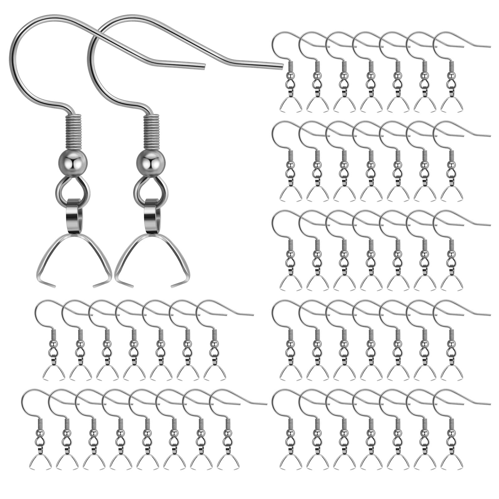 Earring Hooks 50PCS/25Pairs, Stainless Steel Ear Wires Fish Hooks