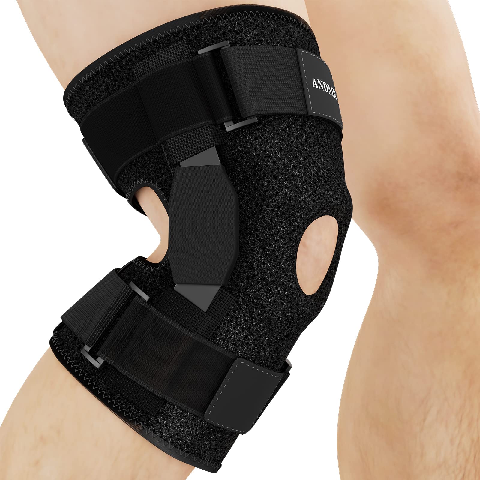 Knee Brace with Removable Dual Side Hinged Stabilizers & Patella Gel Pads  Meniscus Tear Knee Pain