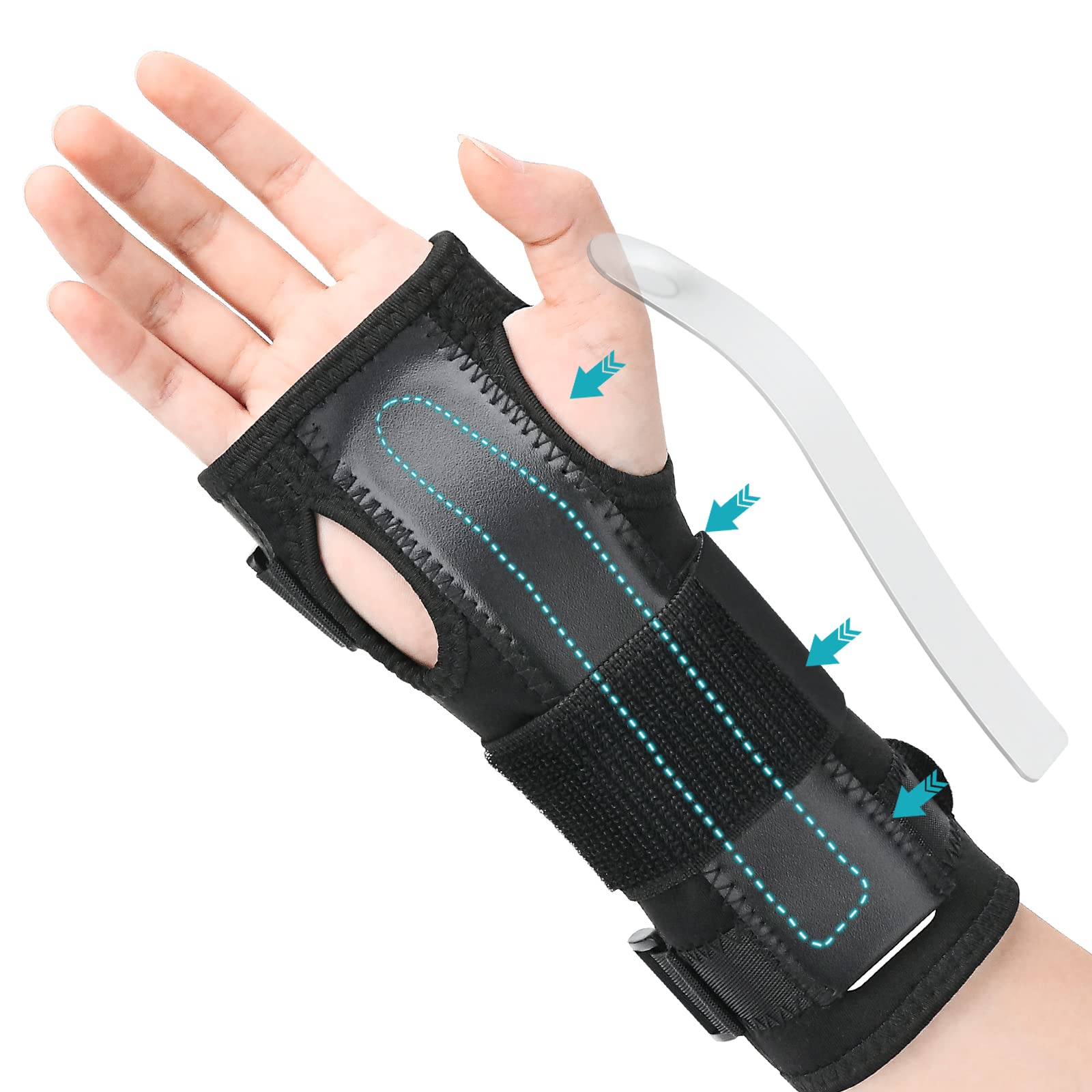 PKSTONE Wrist Splint for Carpal-Tunnel Syndrome, Adjustable Compression  Wrist Brace for Right and Left Hand