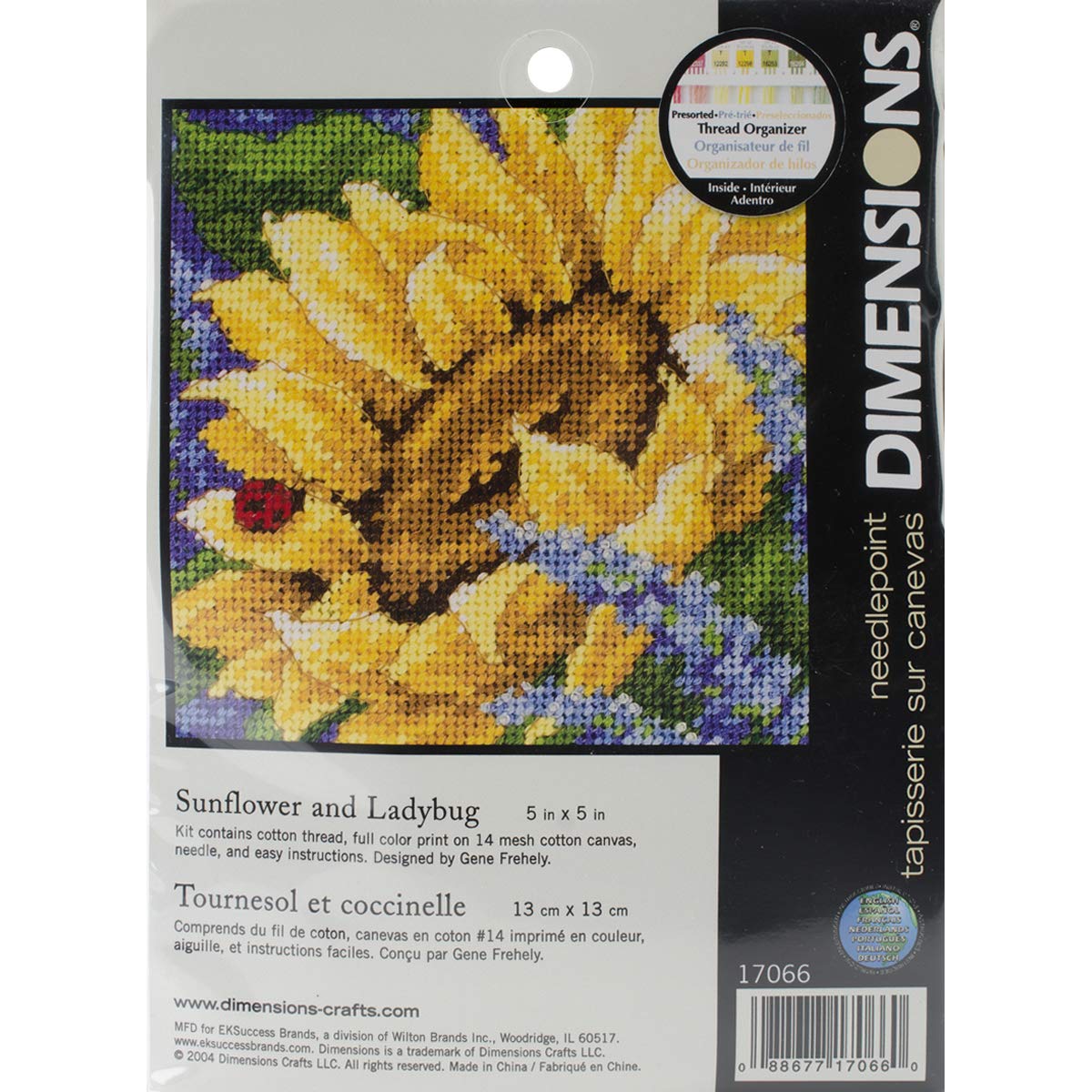 Dimensions Needlepoint Kit Sunflower and Ladybug Floral Needlepoint 5 x 5